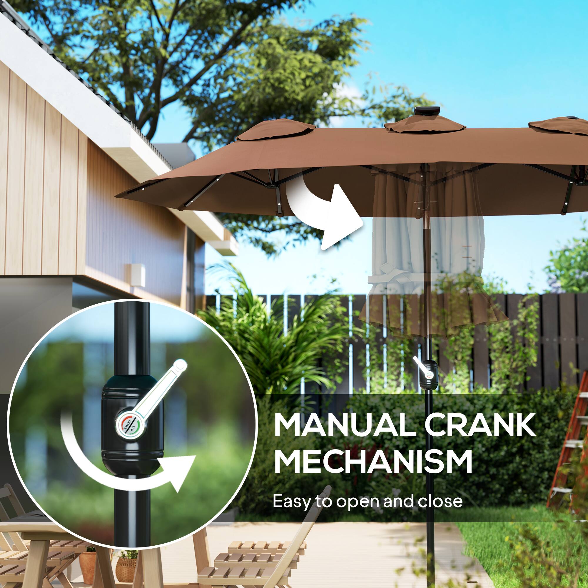MANUAL CRANK MECHANISM  
Easy to open and close