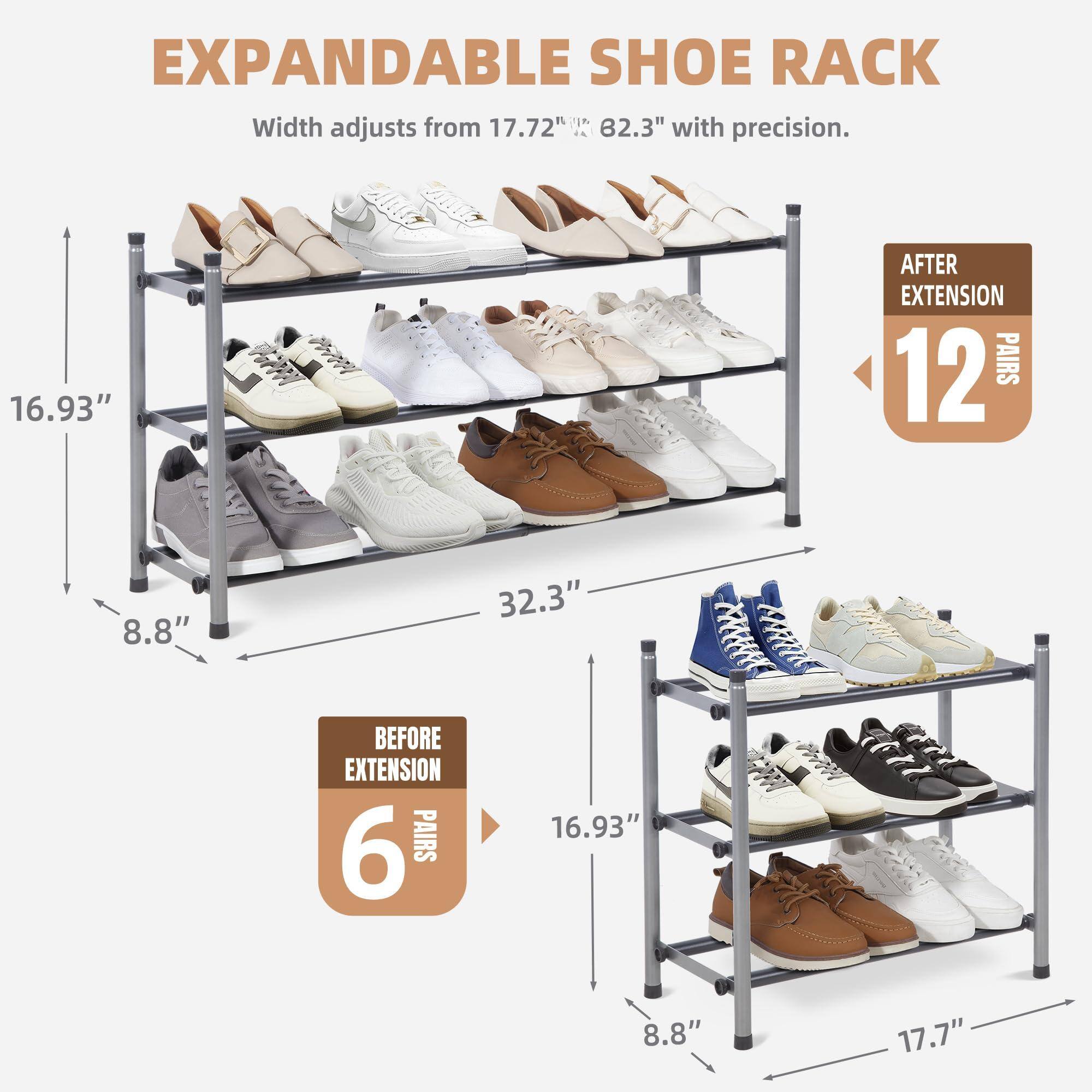 Reds Spade STORAGE MANIAC Expandable Shoe Rack 12 Pairs Stackable Shoe ...