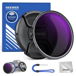 Neewer - 58mm Variable ND2-400 Filter (1-9 Stops) with Lens Cap, Lanyard & Cloth, Multi-Coated