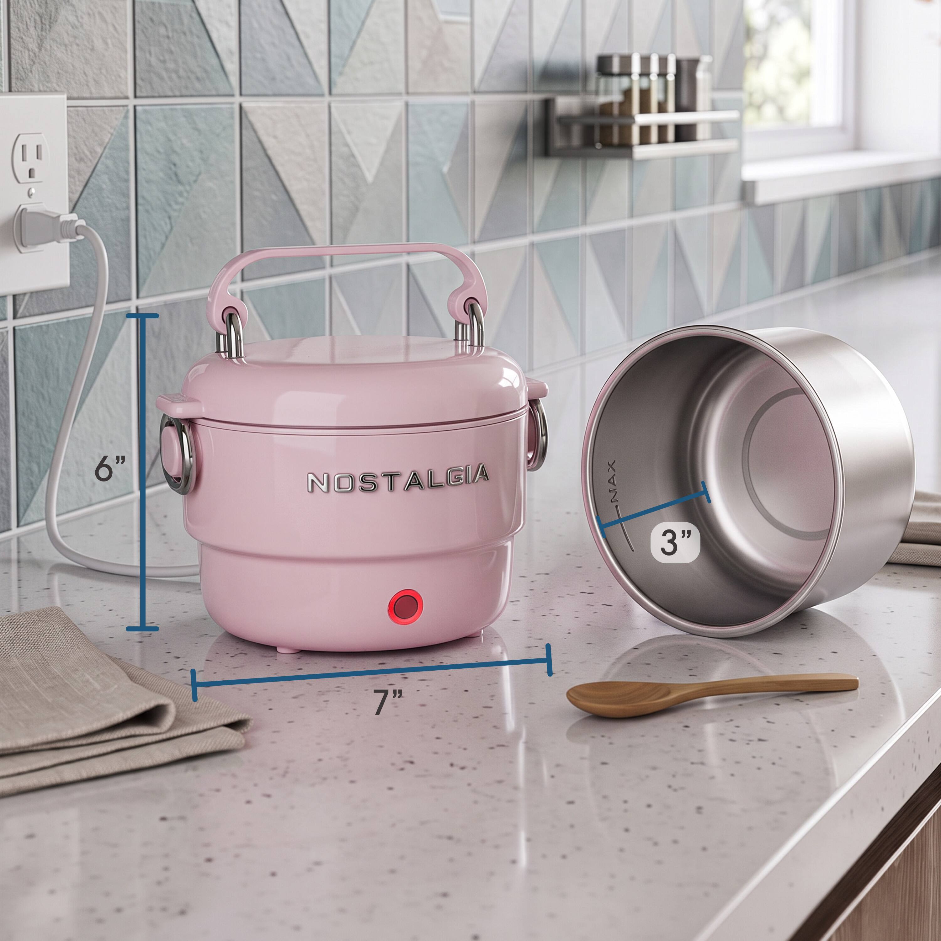 Alt View 4. Nostalgia - Nostalgia 20 oz. Classic Retro Heated Lunchbox, Pink - Pink.