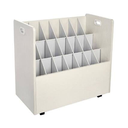 Front. AdirOffice - Blueprint Storage Wood 21-Slot Portable Roll File Cart - White.
