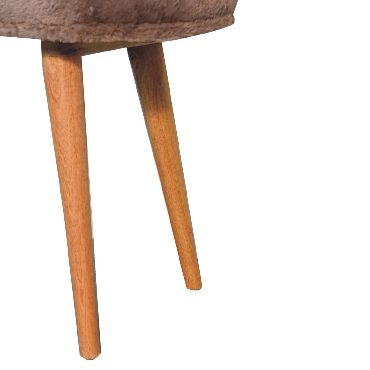 Alt View 4. Artisan Furniture - Artisan Furniture Solid Wood Mocha Faux Fur Fabric Bench, Upholstered, Brown - Brown.