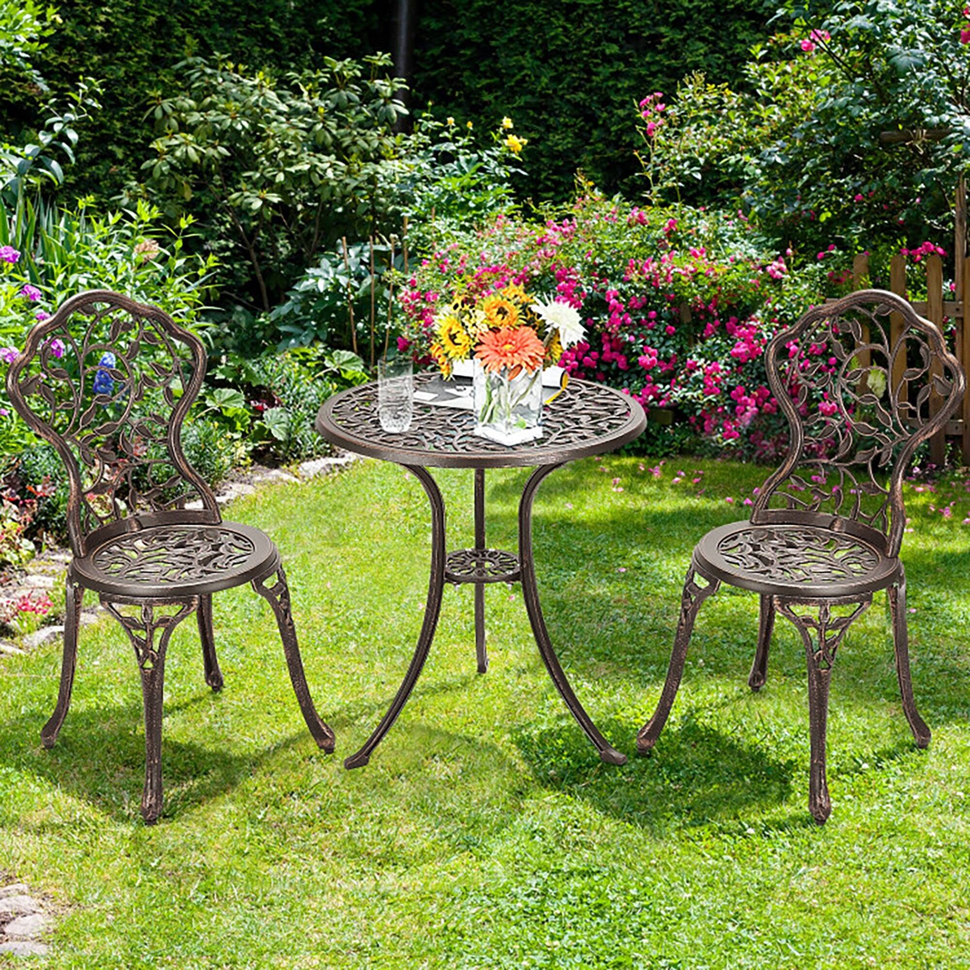Alt View 1. Boyel Living - 3 Pieces Cast Aluminum Bistro Set - Antique Bronze.
