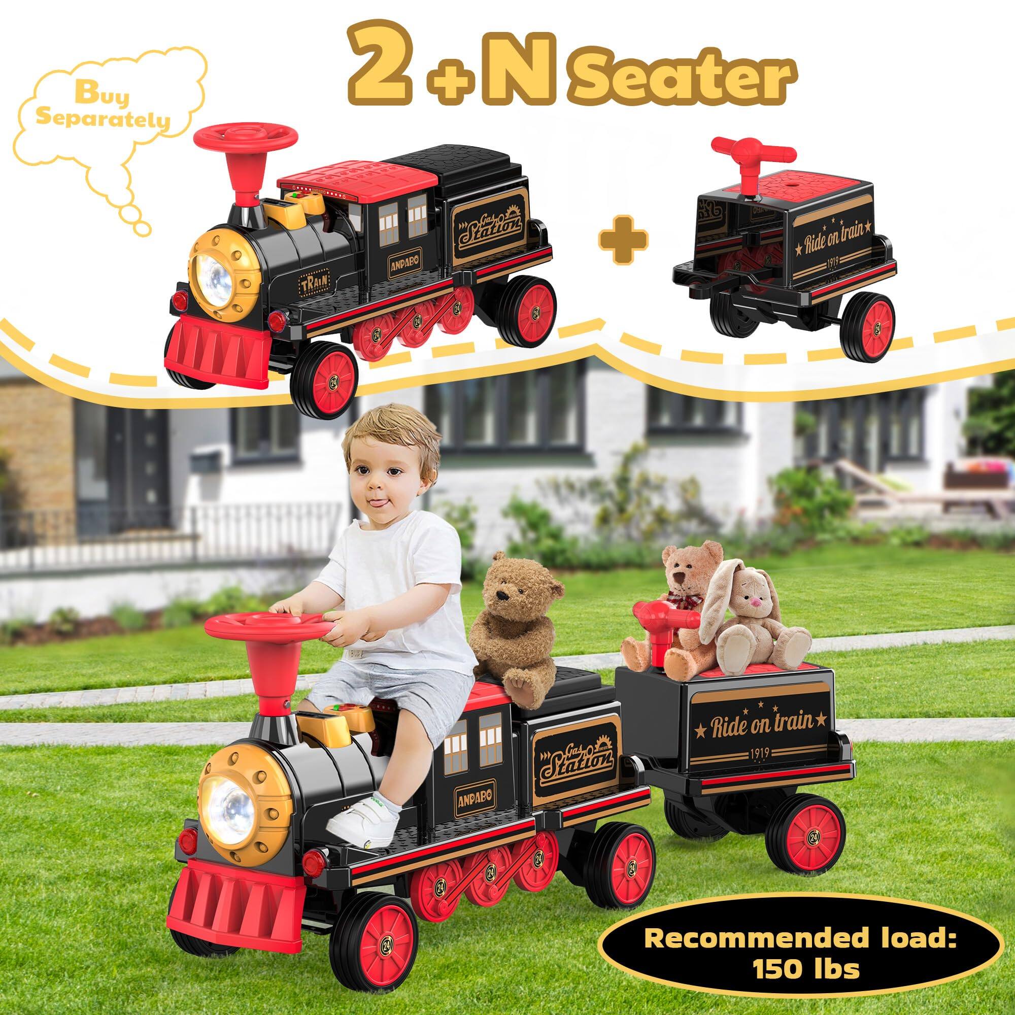 Buy Separately

2 + N Seater

FISH LIVIA TRAIN

Stations ANY Coyate AMPARC

Ride on

Station fuyo ANPAEC

Ride on train 1919

Recommended load: 150 lbs
