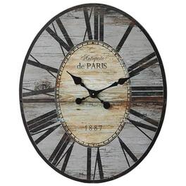 Hivvago - Oversized Distressed Paris Wood Wall Clock - Gray