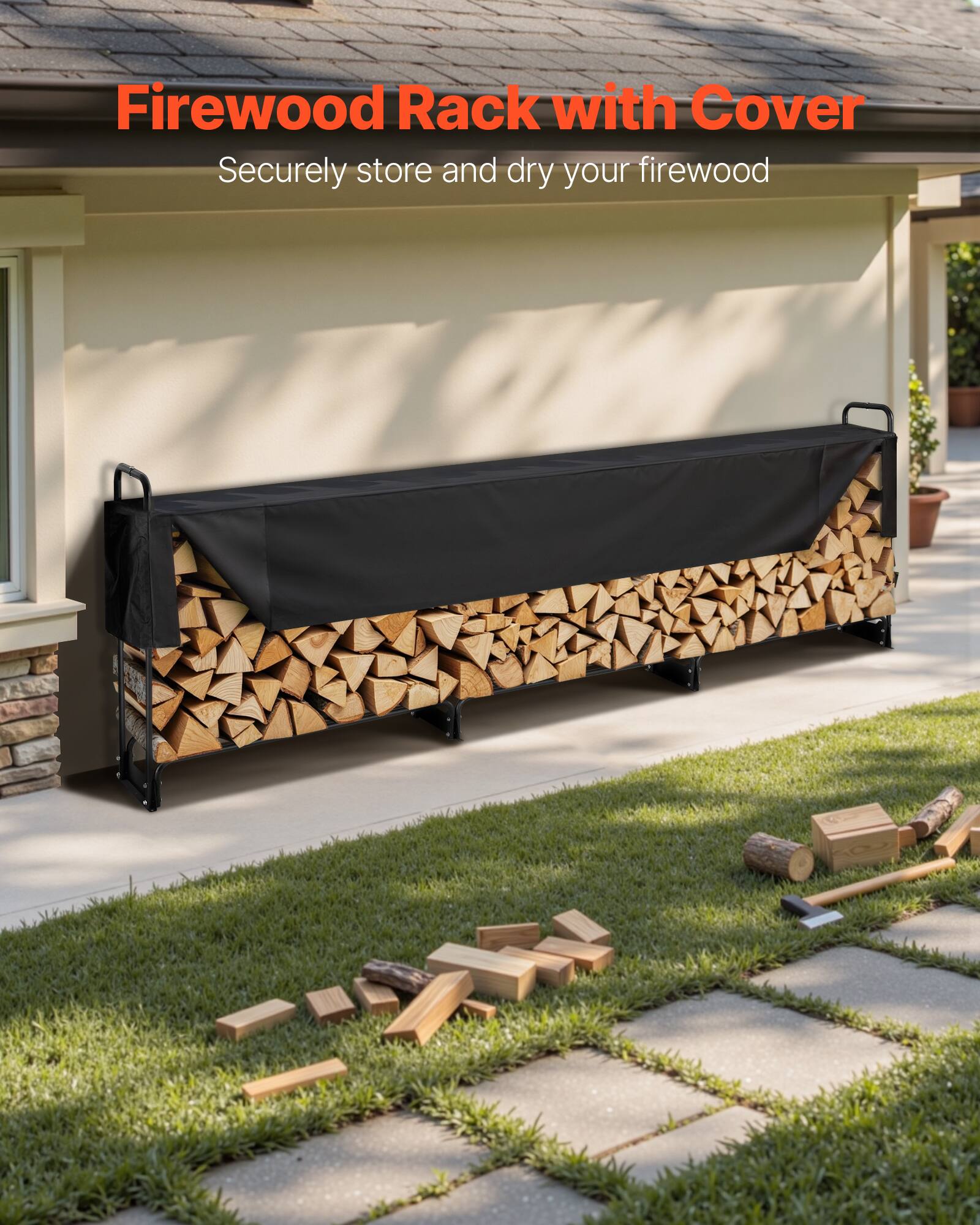 Firewood Rack with Cover  
Securely store and dry your firewood