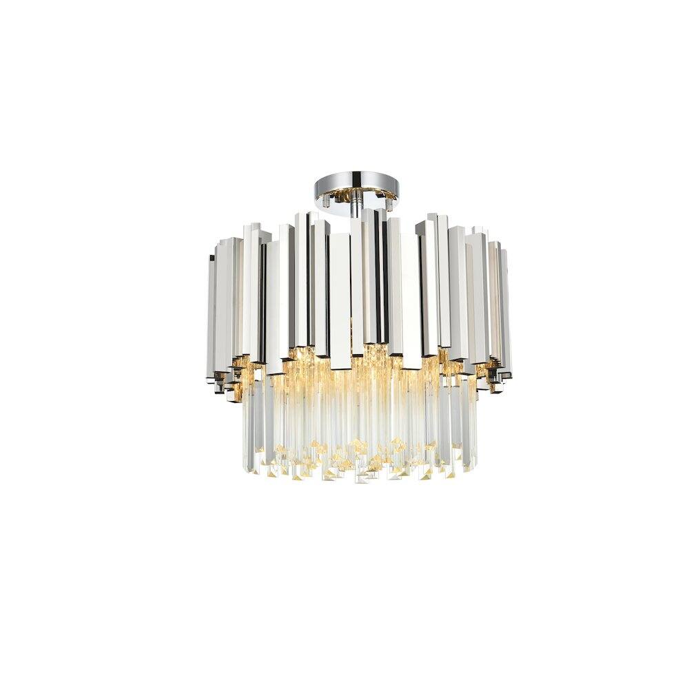 Back. Elegant Lighting - Willow 16 Inch Flush Mount Ceiling Light In Chrome - Chrome And Clear.