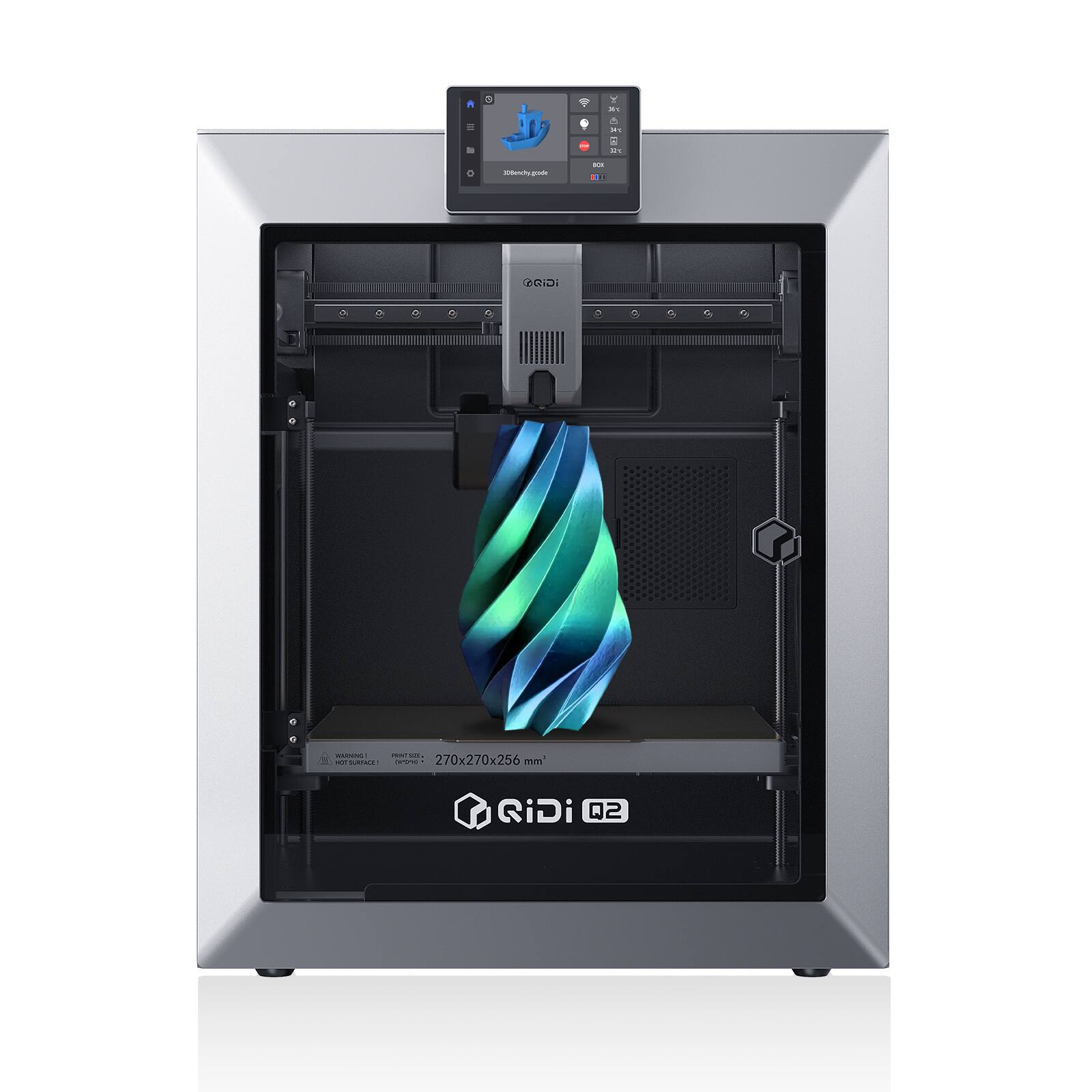 QIDI - Q2 Enclosed CoreXY FDM 3D Printer with Heated Chamber, 600mm/s, AI Camera, 270x270x256mm - Gray