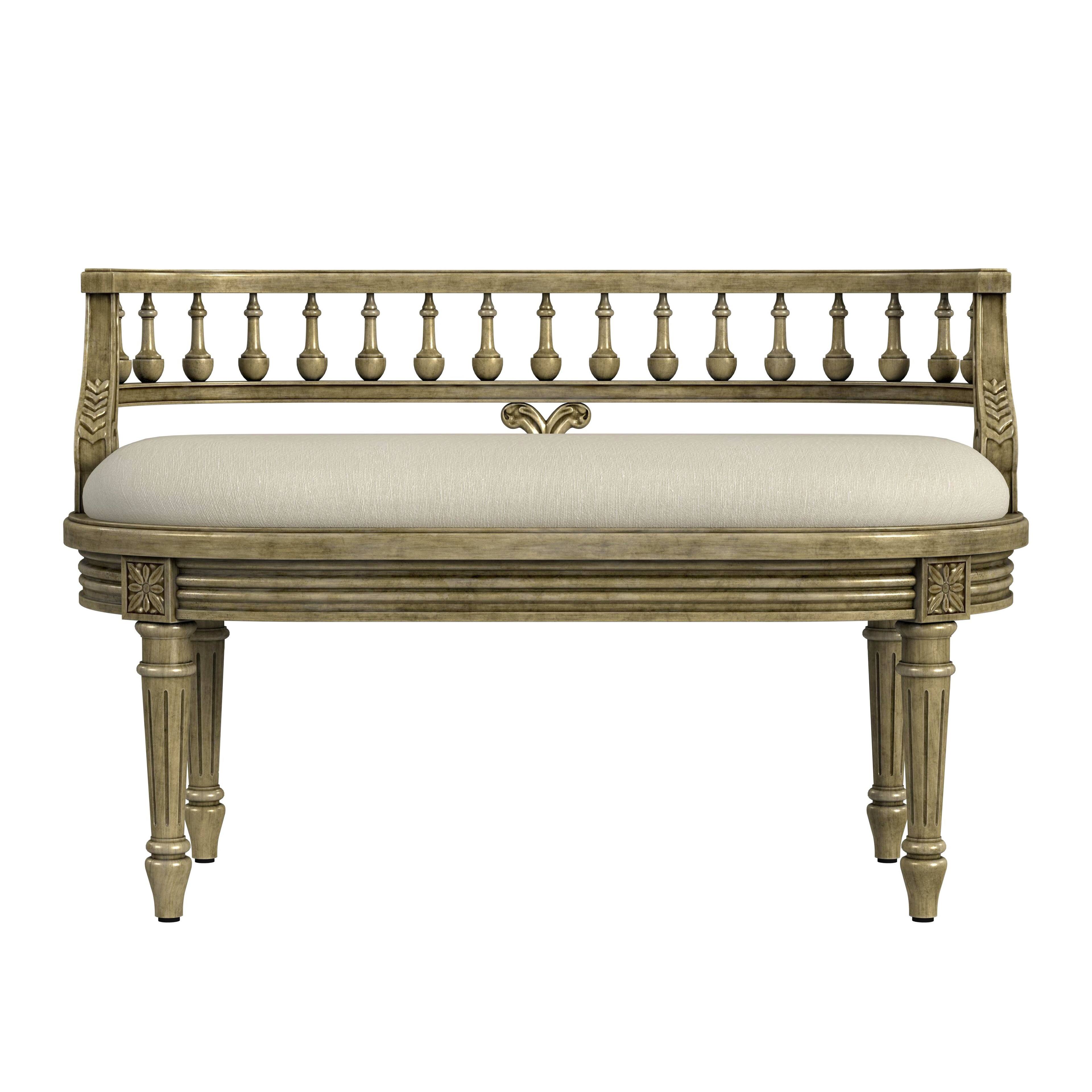 Alt View 4. Butler Specialty - Hathaway 37 in. W Oval Upholstered and Wood Traditional Low Back Accent Bench - Beige.