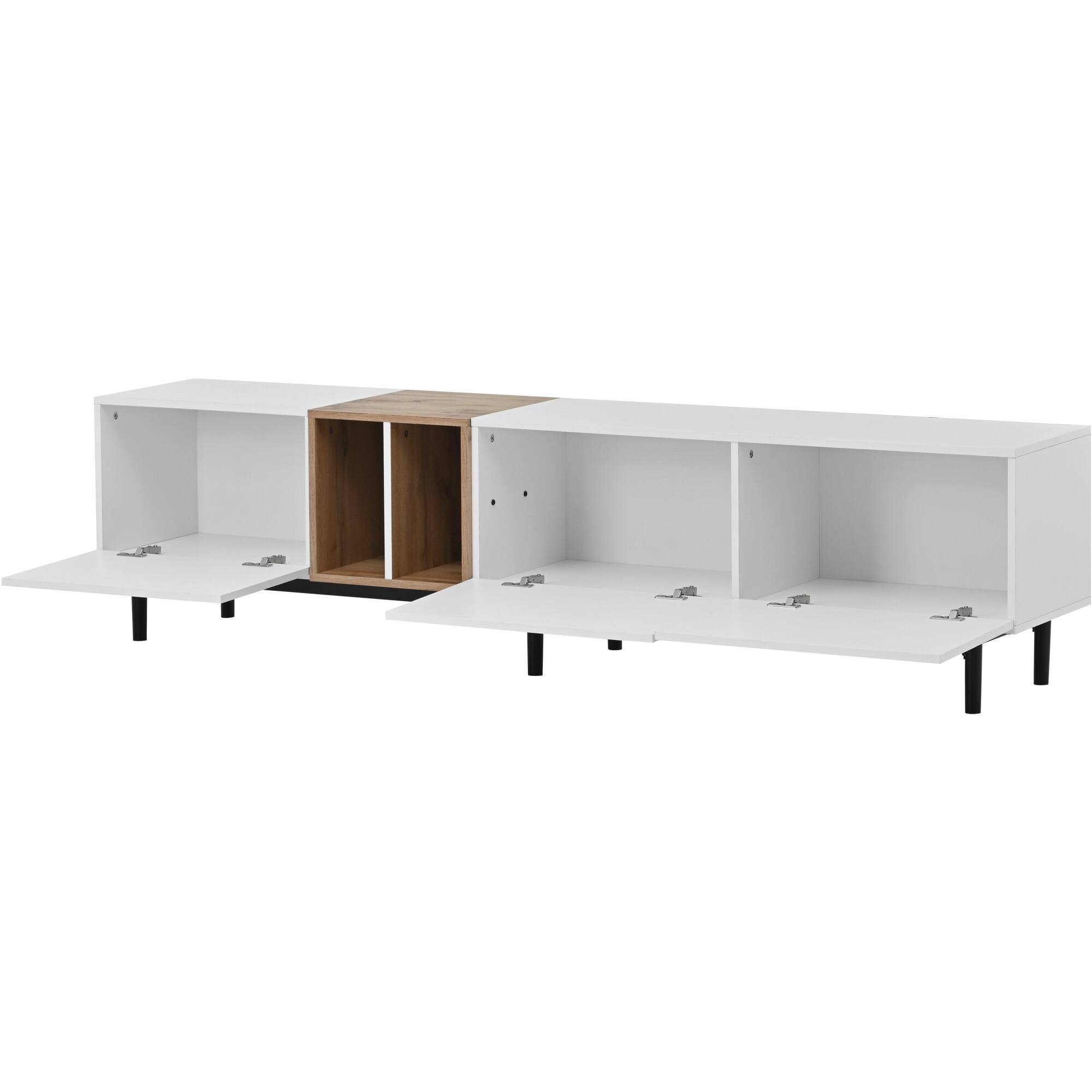 Alt View 6. Spaco - Spaco Modern TV Stand for 80 Inch TVs, 3 Door Media Console, Large Storage Cabinet, for Living Room and Bedroom - White.