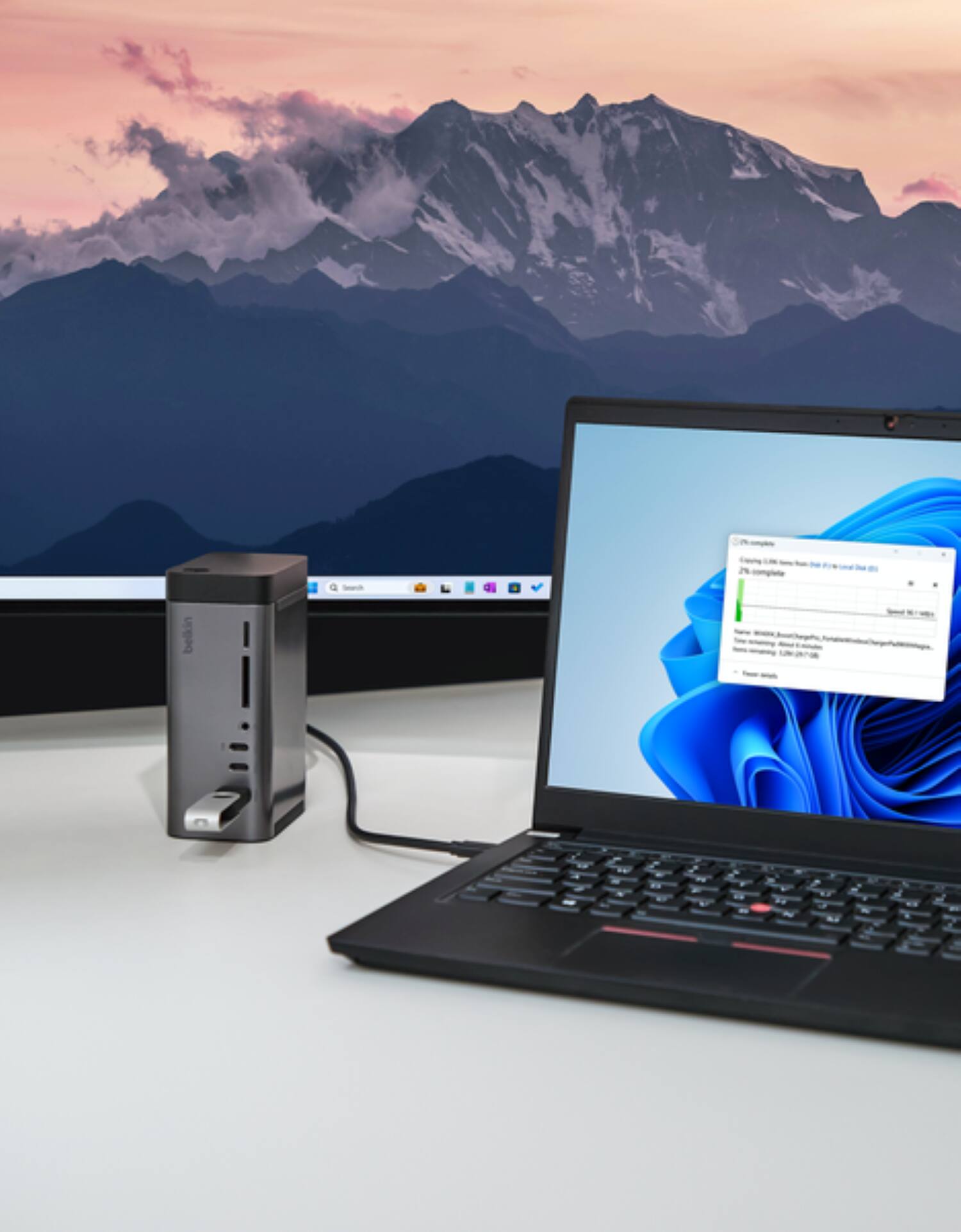 Alt View 4. Belkin - USB-C Hub, 11-in-1 Pro GaN Dock 150W, Multi-Port Docking Station for Triple Monitor Display for MacBook Pro & More - Grey.