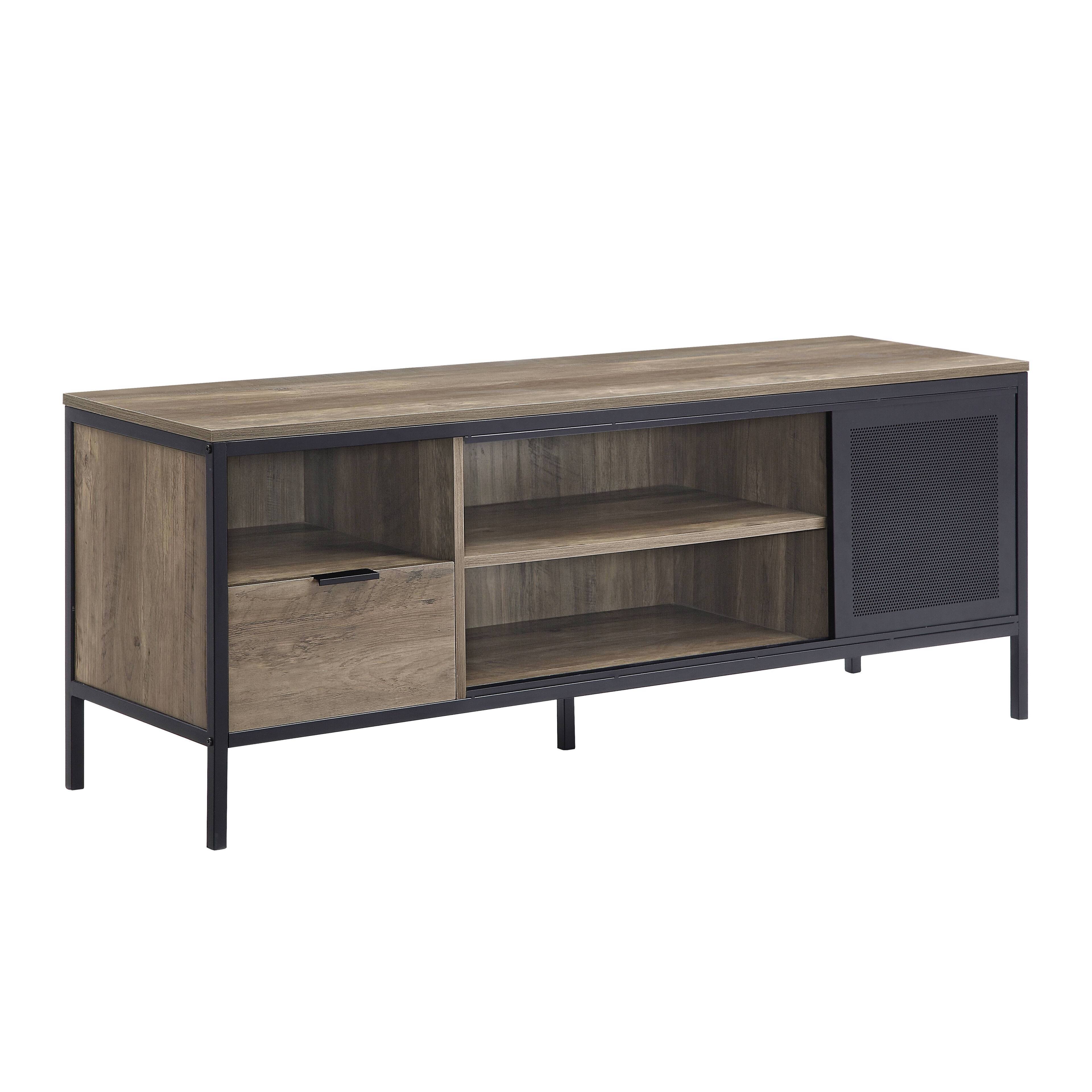 Alt View 5. Spaco - Spaco Rectangle TV Stand with Metal Frame, 1 Drawer and 3 Storage Compartments, Holds Up to 50 Inch TVs, for Living Room - Oak.