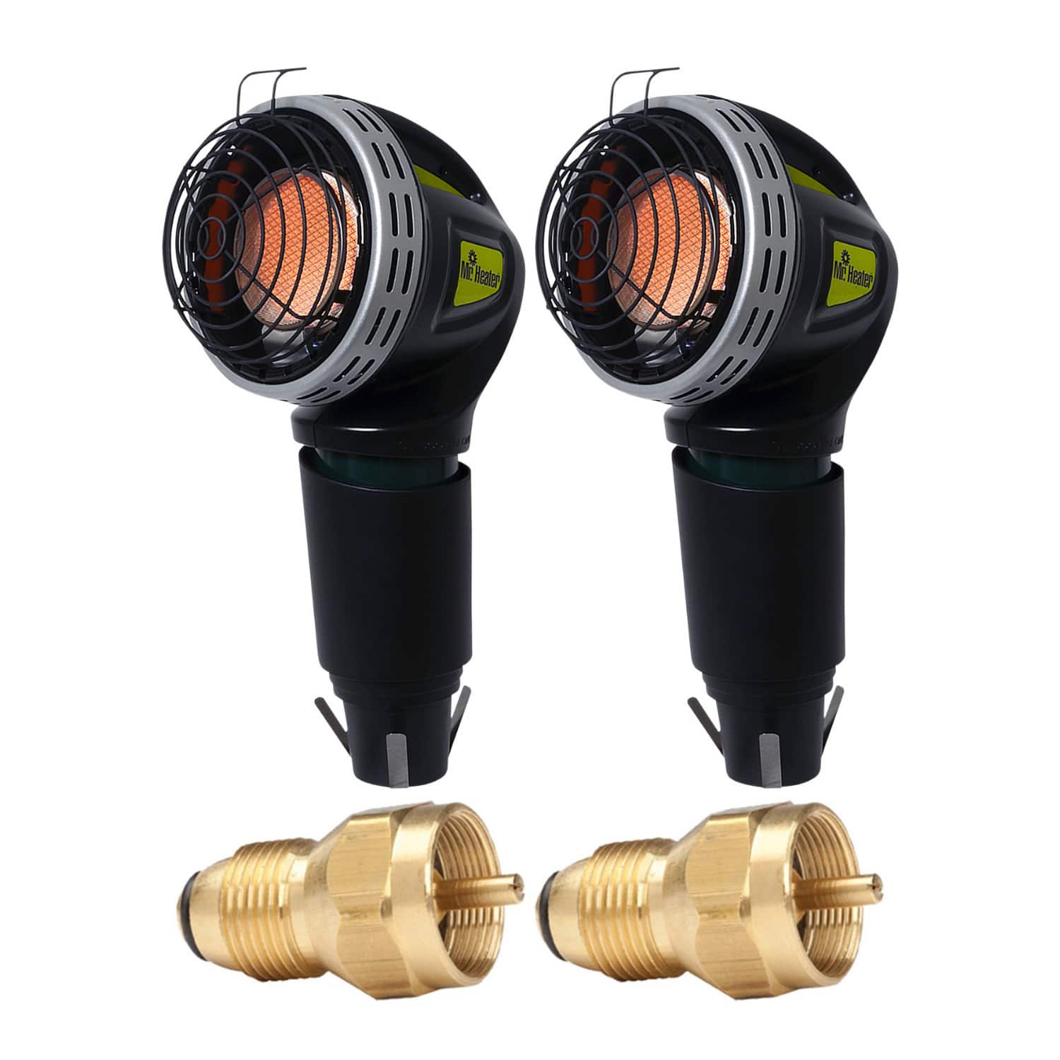 Mr. Heater - Golf Cart Heater with Brass Propane Tank Refill Adapter (2-Pack) - Black