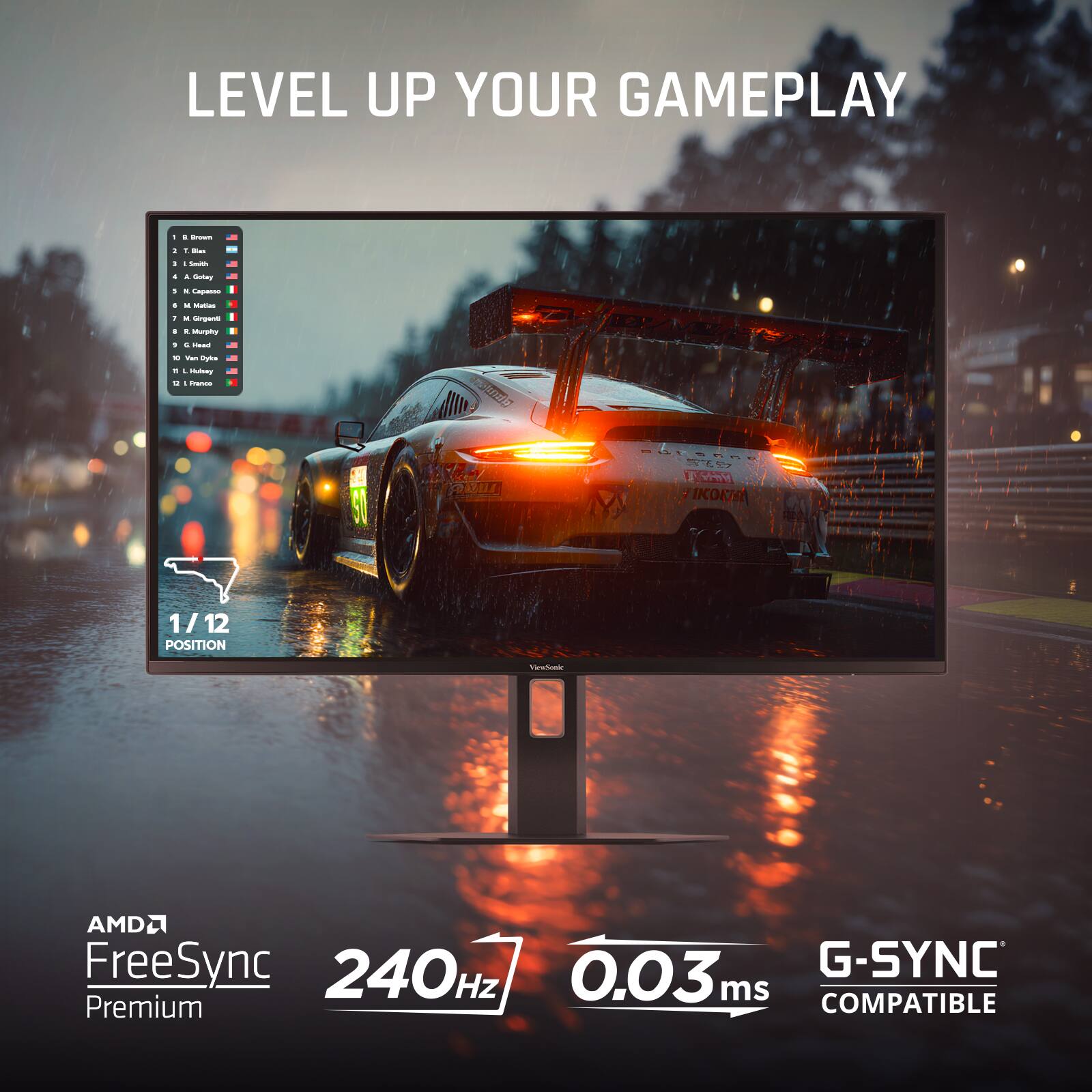 LEVEL UP YOUR GAMEPLAY

1/12 POSITION

AMDL FreeSync 240Hz 0.03ms G-SYNC COMPATIBLE