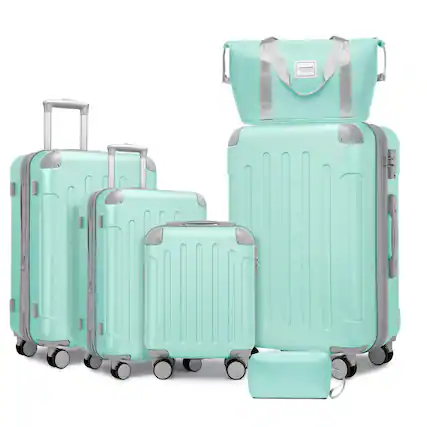 Front. BreeBe - Luggage Sets 6 Piece with Duffel Bags, Hardside Expandable Suitcases with Spinner Wheels TSA Lock, Mint Green - Mint Green.