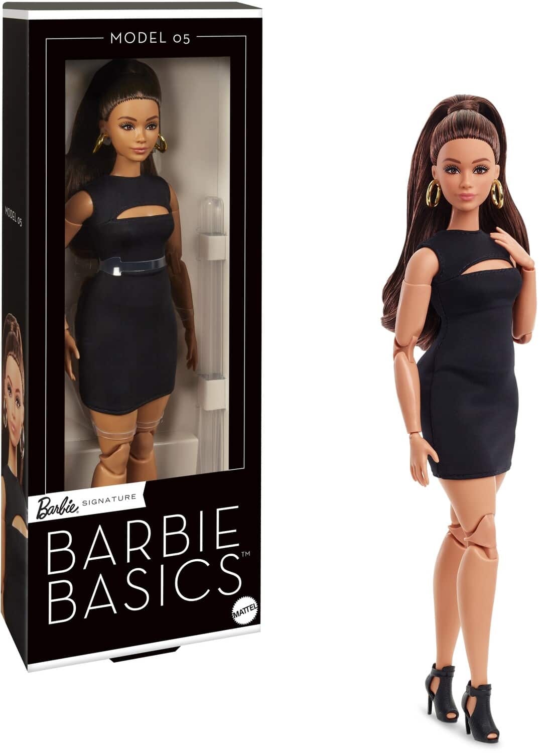 Mattel - Collectible - Barbie Basics Collectible Doll, Model 05 With Brunette Hair, Black Dress & Heels - COLLECTABLES - Multicolor