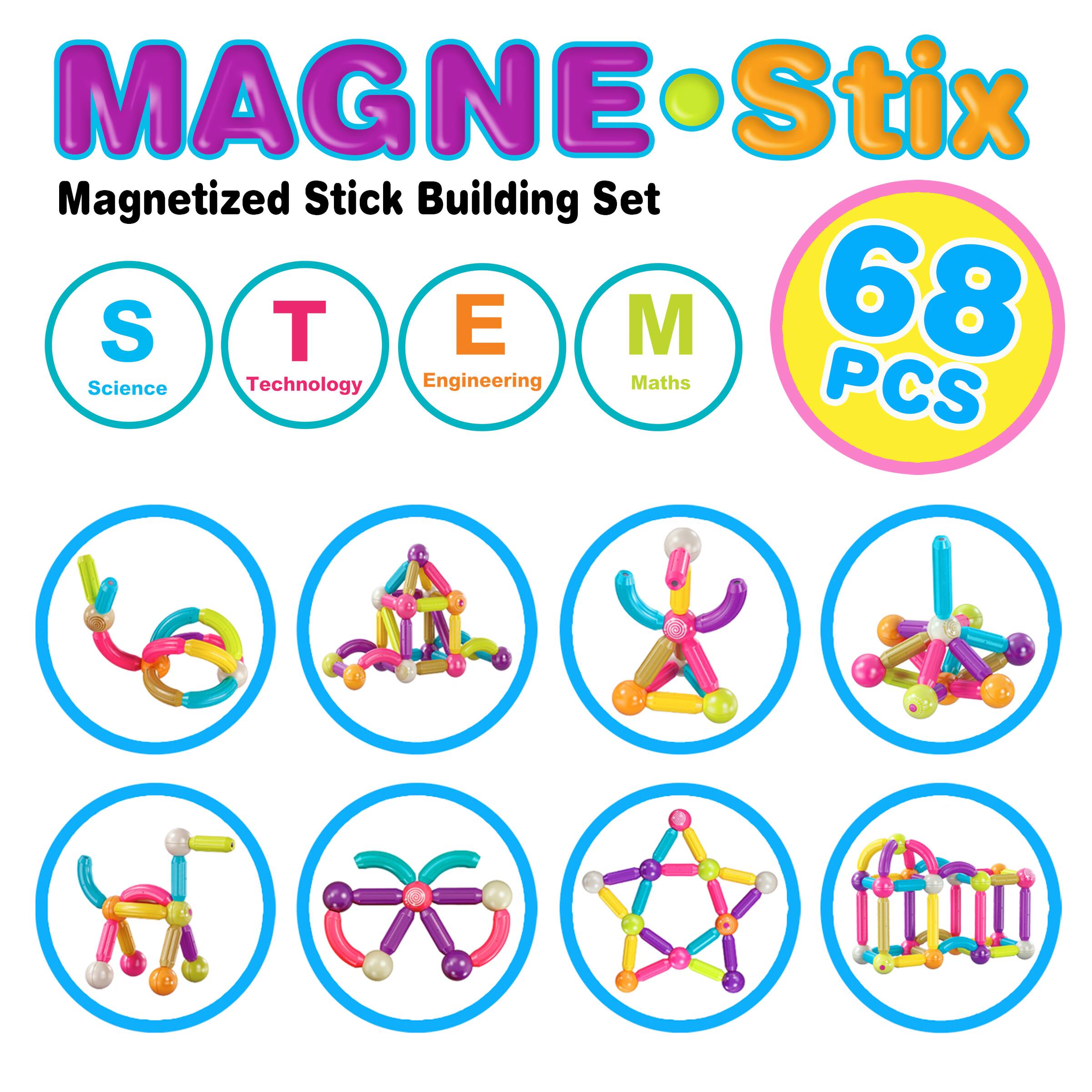 MAGNE-Stix Magnetized Stick Building Set S T E M 68 PCS
