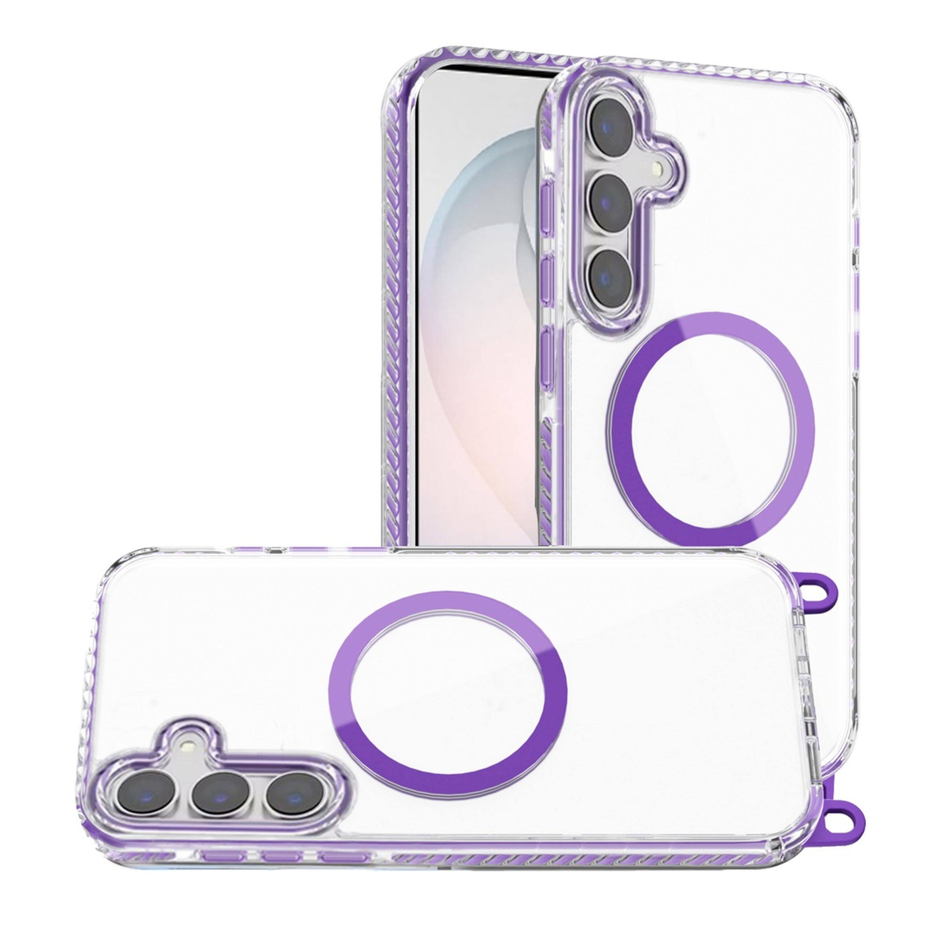 Back. Kitcheniva - Transparent Phone Case With Matching Lanyard Tempered Glass For Samsung Galaxy S26 Plus Dark Purple - Dark Purple.