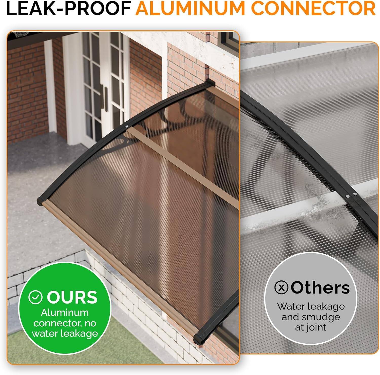 LEAK-PROOF ALUMINUM CONNECTOR

OURS
Aluminum connector, no water leakage

Others
Water leakage and smudge at joint