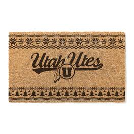 Jardine - Utah Utes 18" x 30" Holiday Coir Doormat - Brown