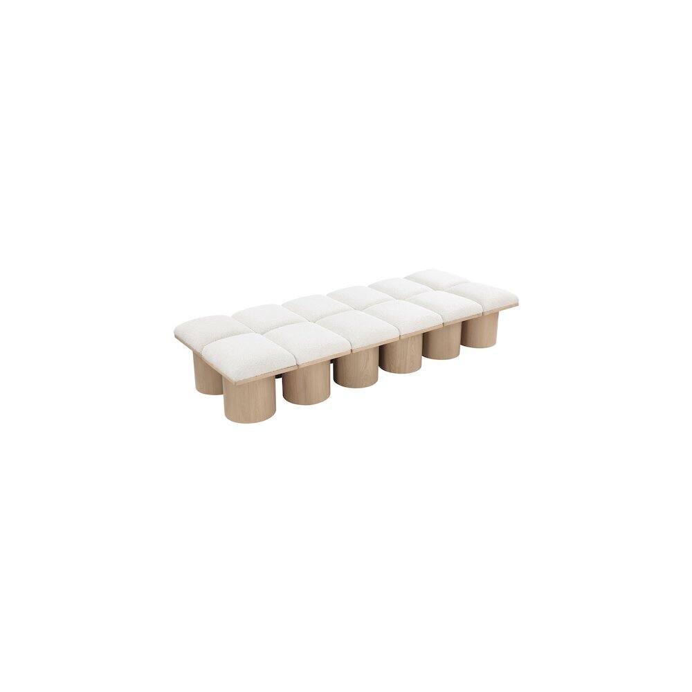 Alt View 3. Meridian Furniture - Pavilion Cream Boucle Fabric Bench - Beige.