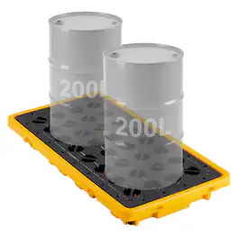 VEVOR - Spill Containment Pallet, 2 Drum Low Profile Spill Containment Modular Platform, 21 Gallon Sump, 4409 lbs Load Capacity - Black;Yellow