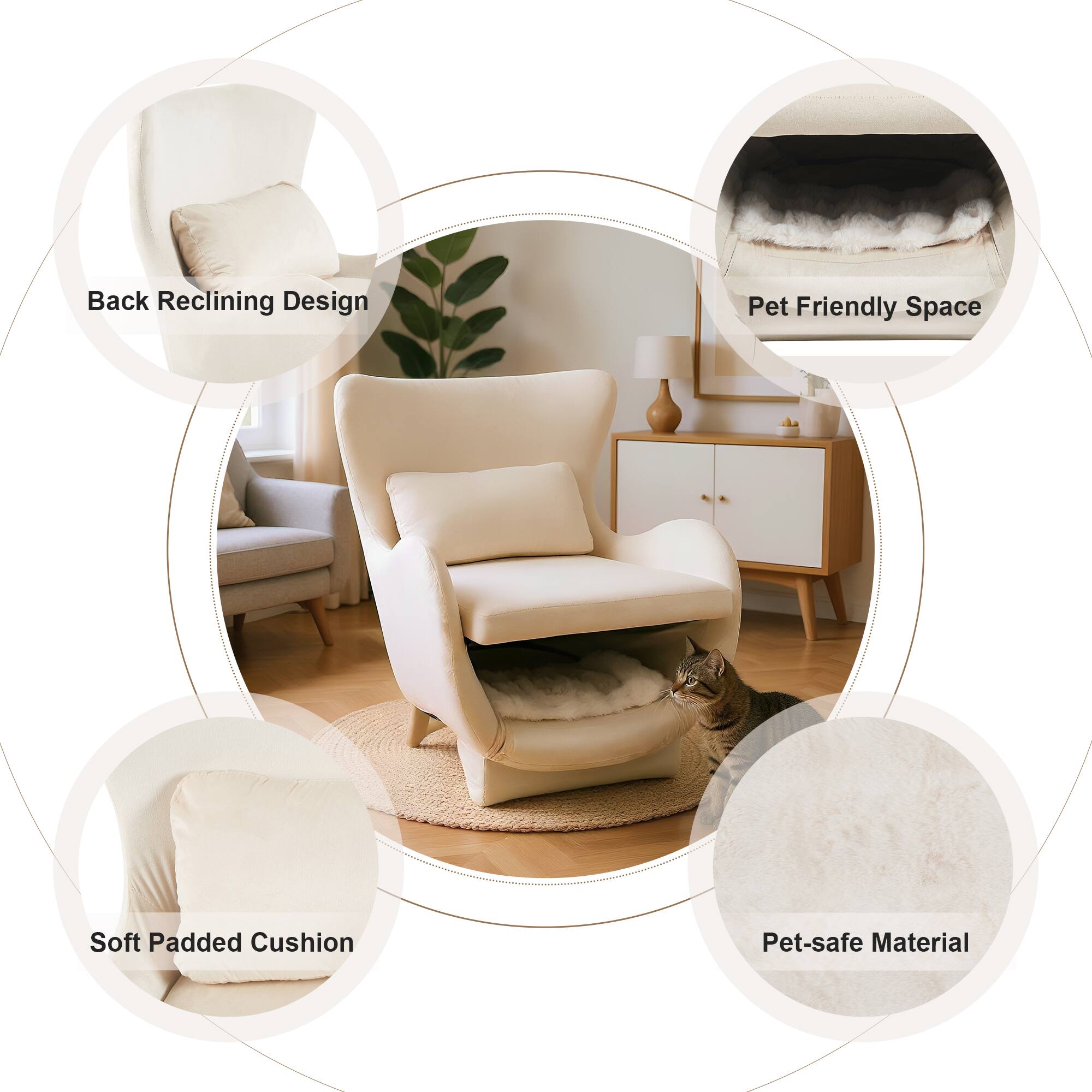 - Back Reclining Design
- Pet Friendly Space
- Soft Padded Cushion
- Pet-safe Material