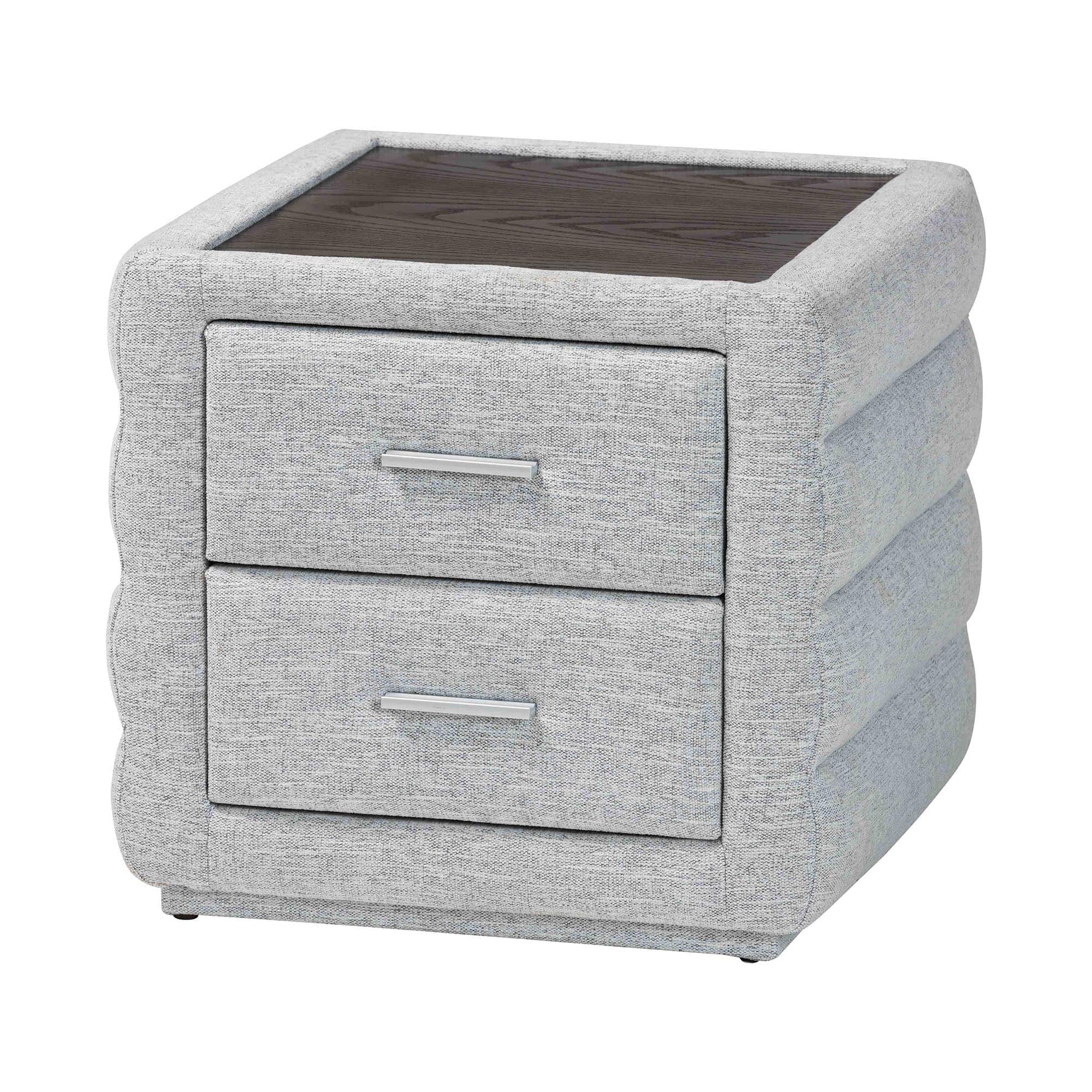 Baxton Studio - Cadmus Modern Channel-Tufted Fabric 2-Drawer Nightstand - Light Gray price history on PriceWatchPro