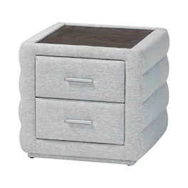 Baxton Studio - Cadmus Modern Channel-Tufted Fabric 2-Drawer Nightstand - Light Gray
