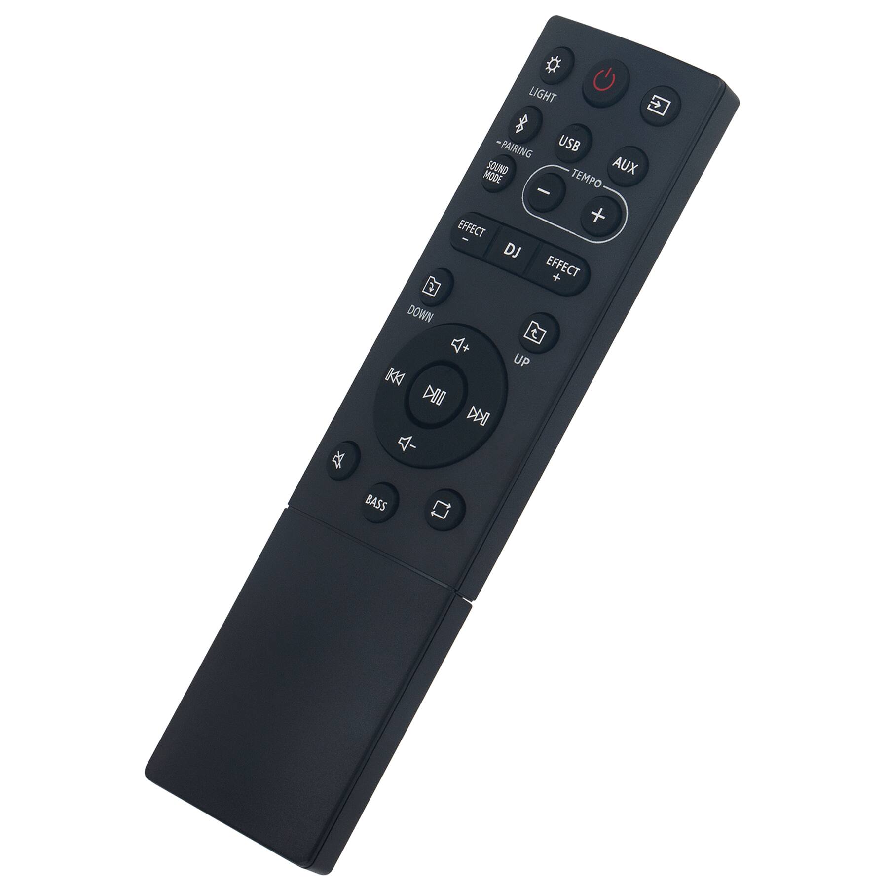 LIGHT  
PAIRING  
USB  
AUX  
SOUND MODE  
TEMPO  
EFFECT  
DJ  
EFFECT  
UP  
DOWN  
BASS