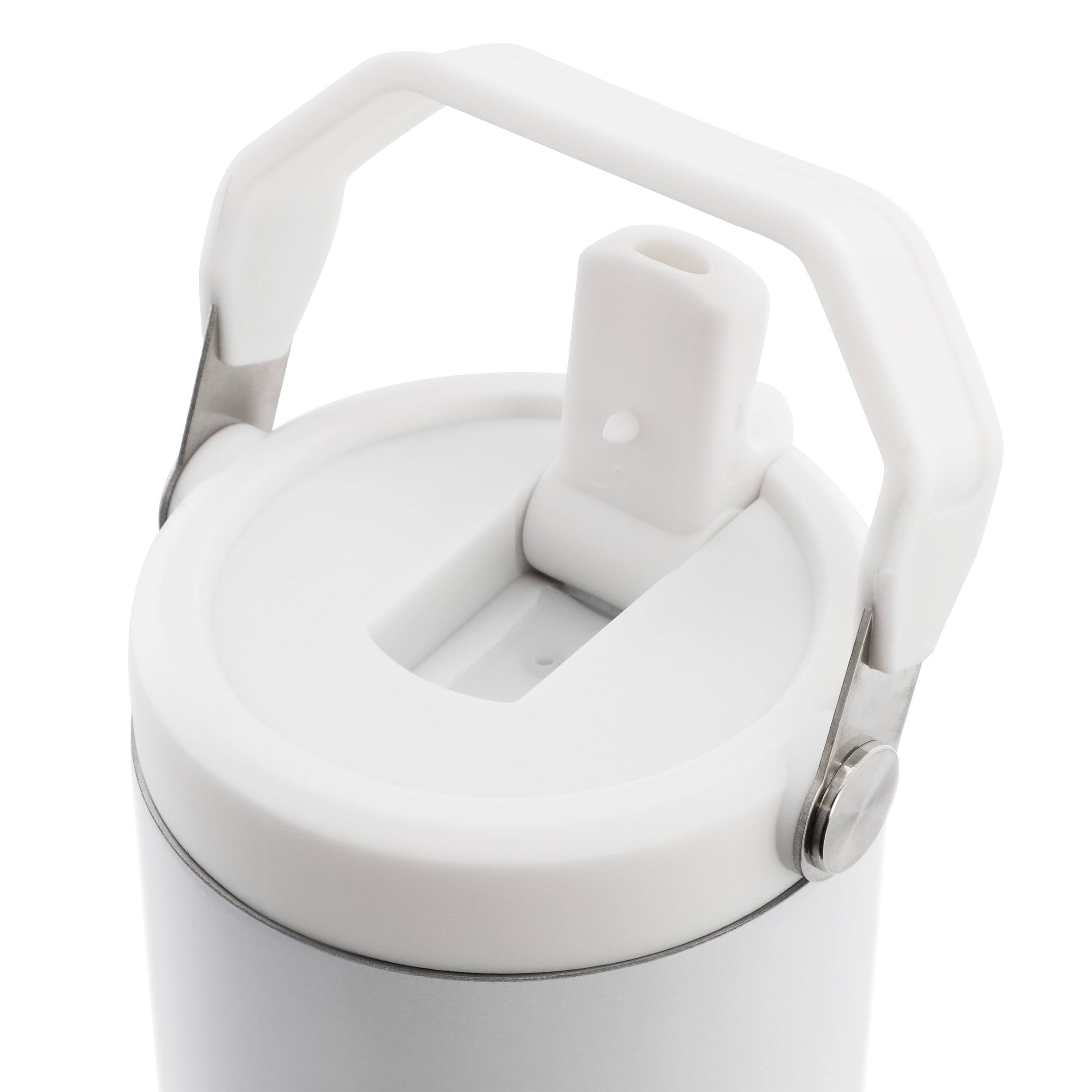 Angle. Gibson - Gibson Home 29oz Marina Stainless Steel Thermal Tumbler with Top Handle and Folding Straw in White - White.