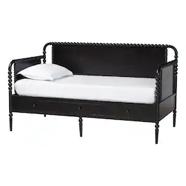 Baxton Studio - Lucera 3-Drawer Daybed with Bobbin Frame, Full - Black