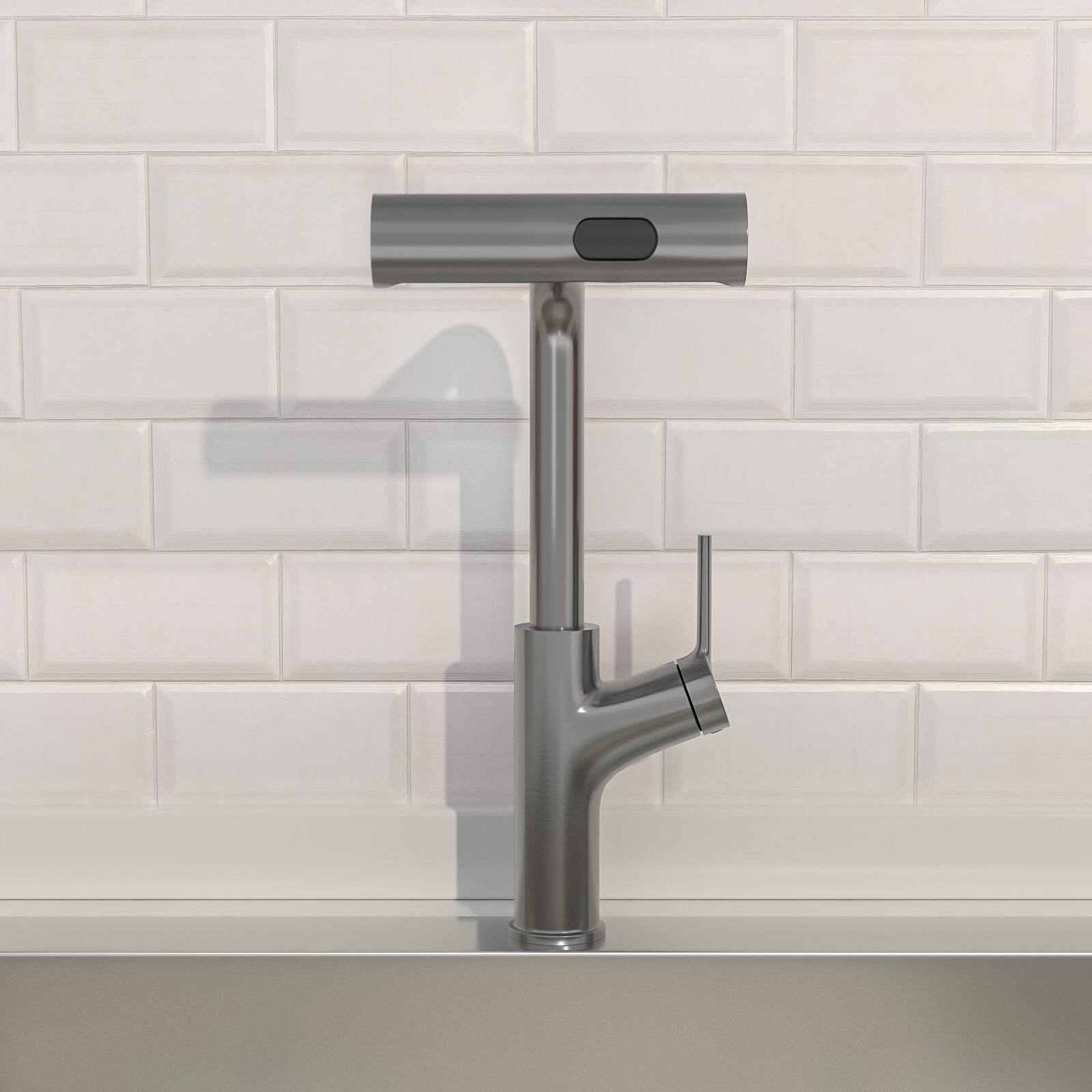 Left. Lordear - Gunmetal Black 360° Pull-Down Kitchen Faucet with 4 Spray Modes - Gunmetal Black.