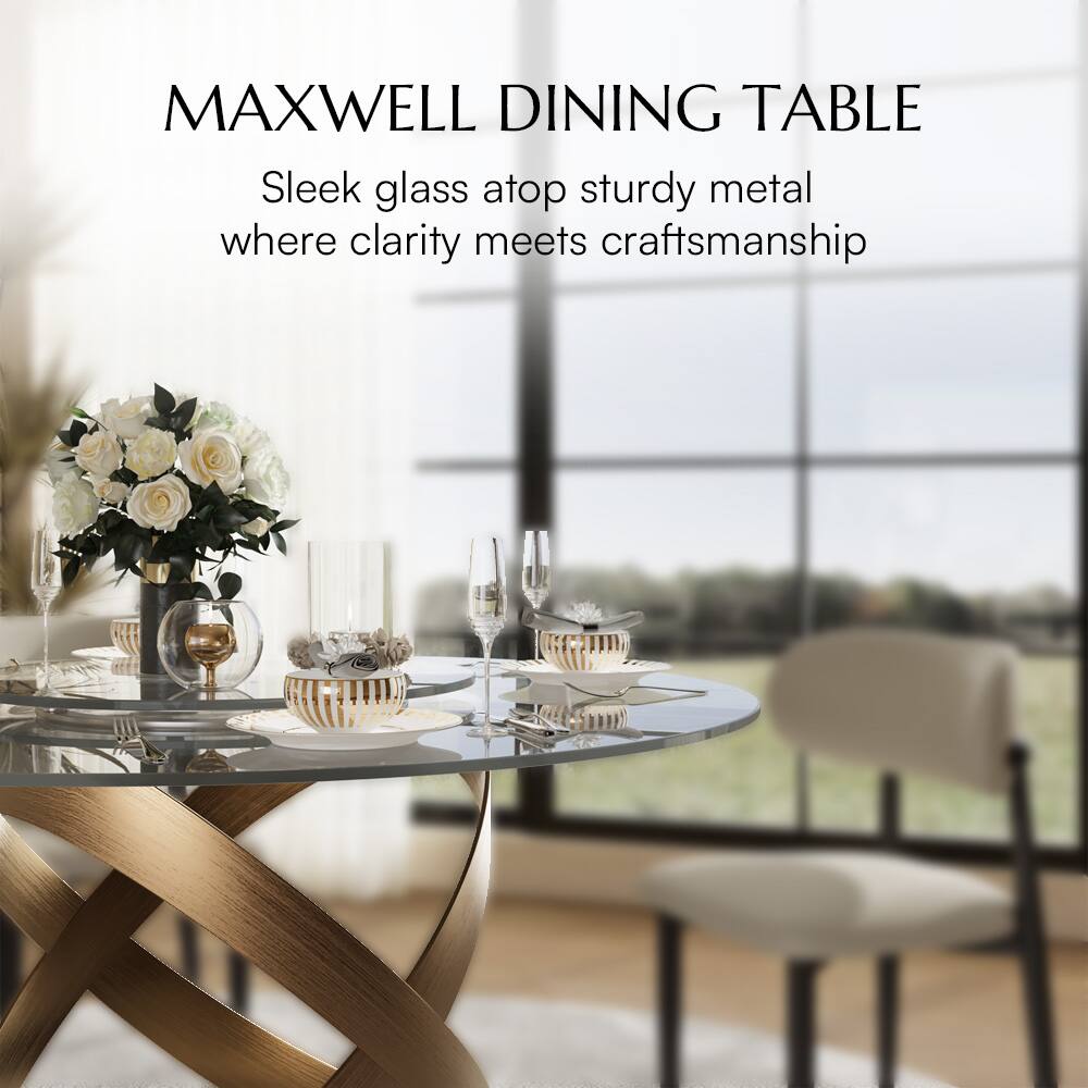 MAXWELL DINING TABLE

Sleek glass atop sturdy metal where clarity meets craftsmanship