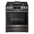 LG - 30-in Wide 6.3 Cu. Ft. Slide-In Gas True Convection Smart Range with 5 Burners, Air Fry and UltraHeat 20K BTU Burner - Black Stainless Steel