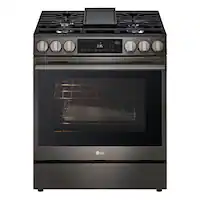 LG - 6.3 Cu. Ft. Slide-In Gas True Convection Smart Range with EasyClean, Air Fry and UltraHeat 20K BTU Power Burner - Black Stainless Steel - Front_Zoom
