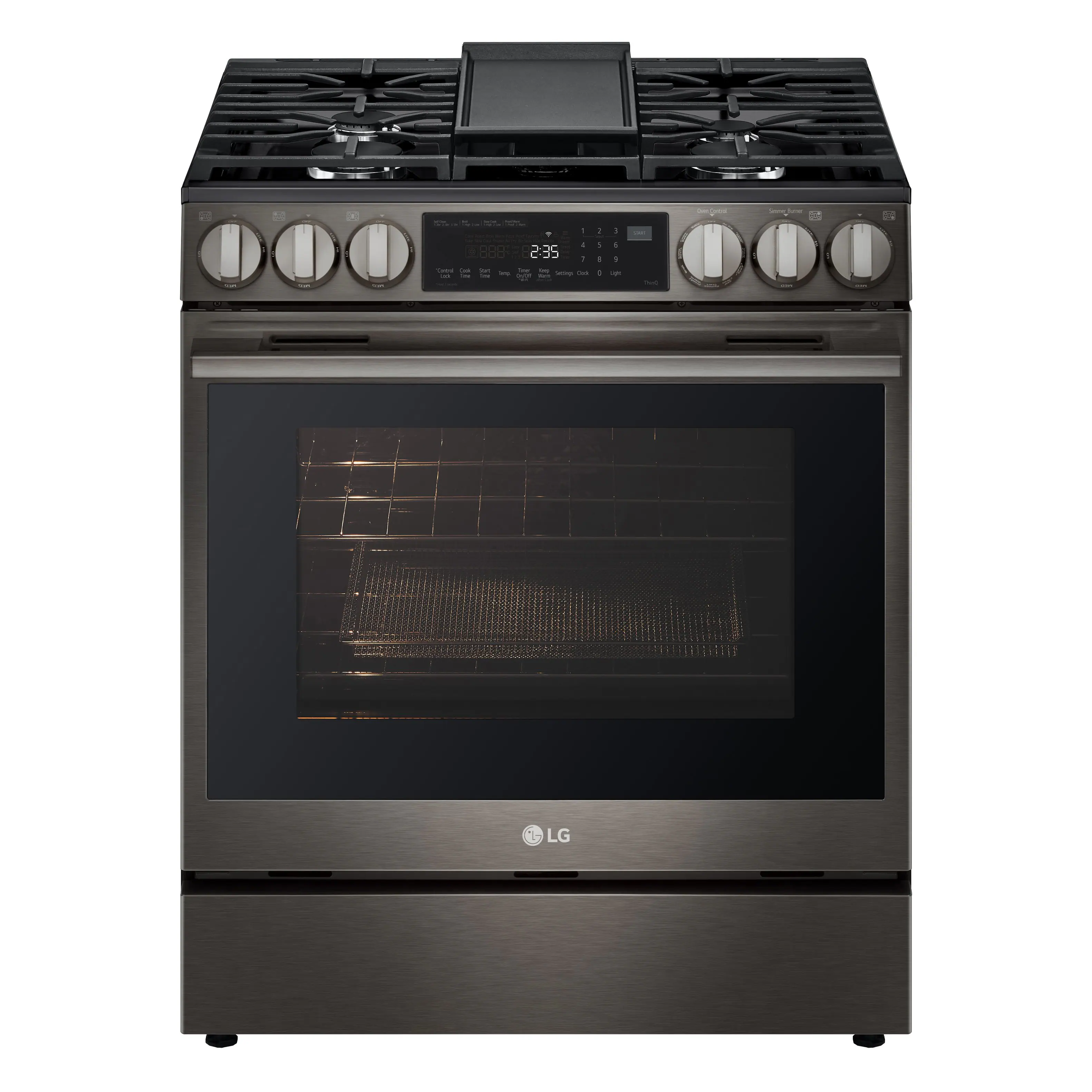 LG - 6.3 Cu. Ft. Slide-In Gas True Convection Smart Range with EasyClean, Air Fry and UltraHeat 20K BTU Power Burner - Black Stainless Steel