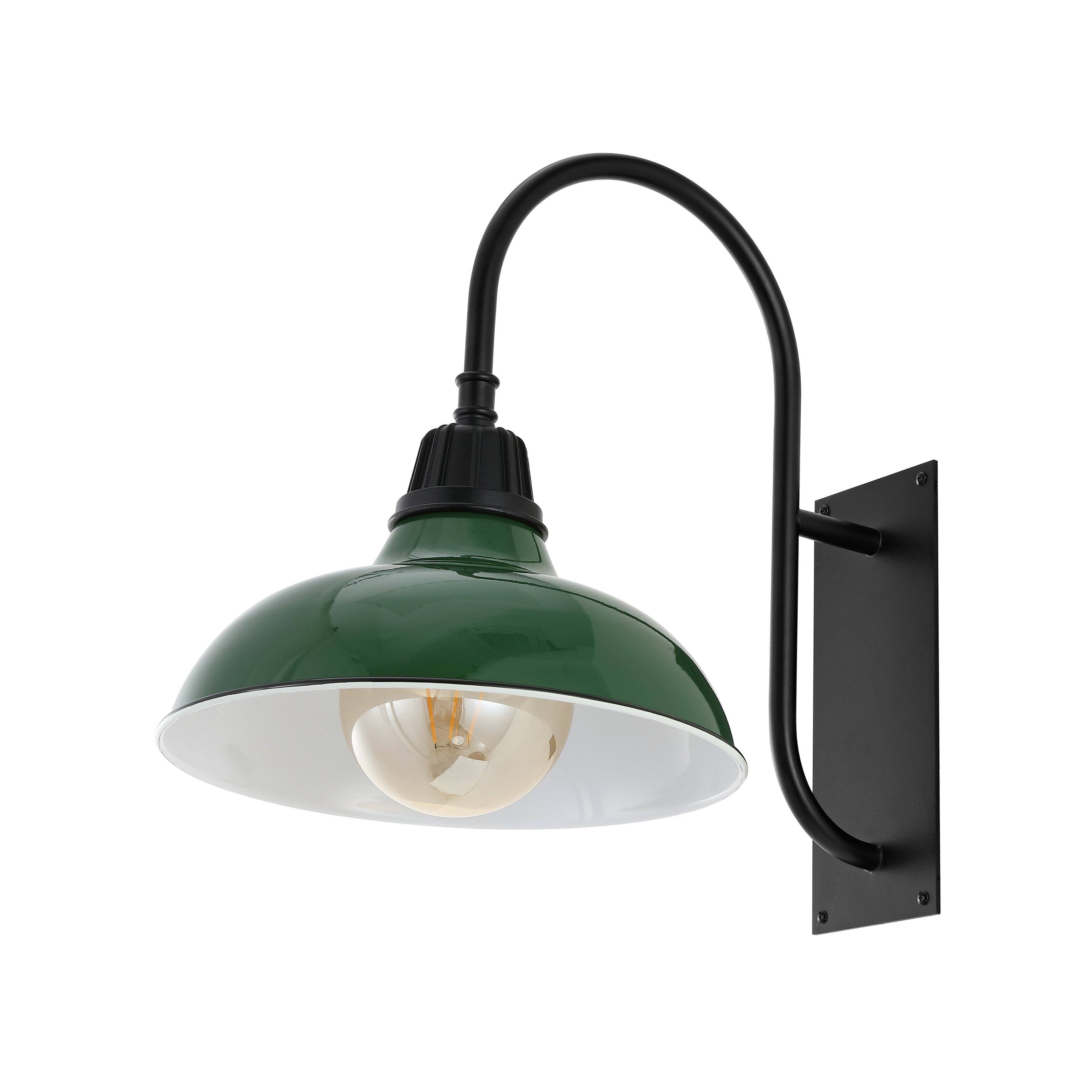 Alt View 5. Jonathan Y - Stanley 12.25" 1-Light Farmhouse Industrial Indoor/Outdoor Iron LED Gooseneck Arm Outdoor Sconce, Green - Green/Black.
