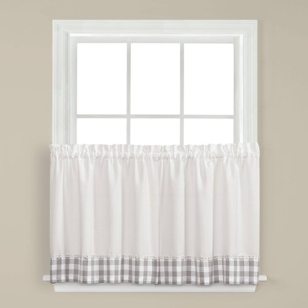 Angle. SKL Home - SKL Home Cumberland Traditional Design 36" Tier Pair Curtain With 1.5" Rod Pocket - 57" x 36" Dove Gray - Dove gray.