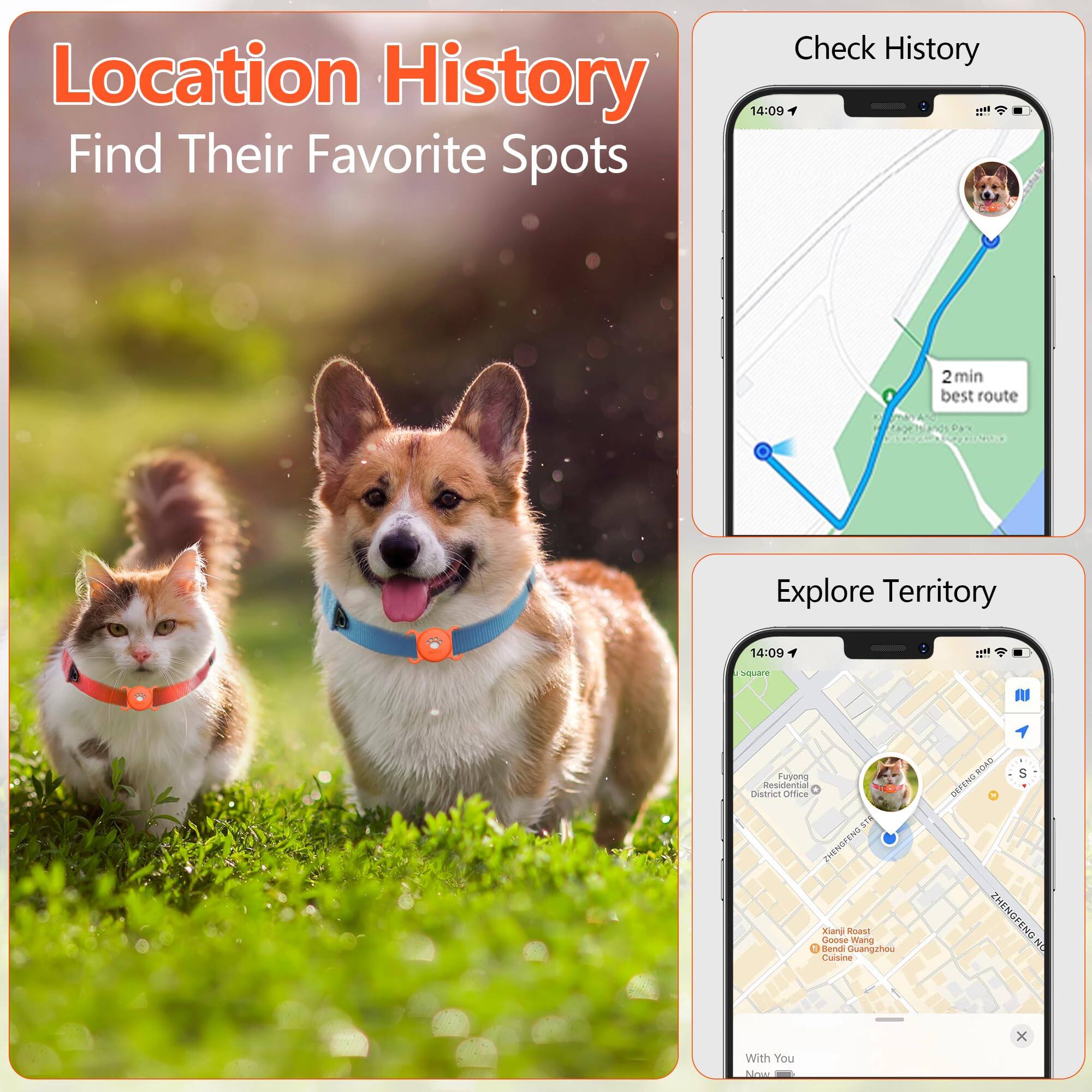 Location History  
Find Their Favorite Spots

Check History  
14:09  
2 min best route

Explore Territory  
14:09  
Fuyong District Office  
Xianli Roast Bend Guangzhou Cuisine  
With You