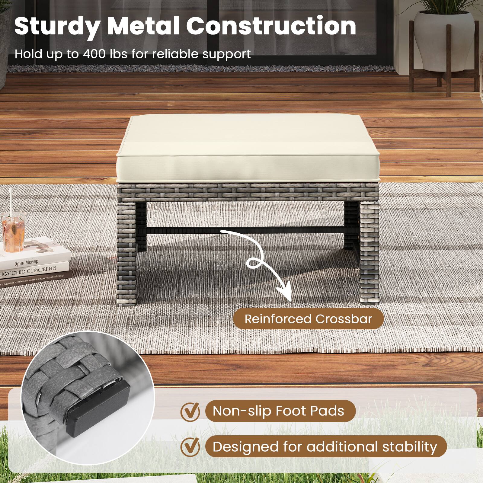 Sturdy Metal Construction  
Hold up to 400 lbs for reliable support  

Reinforced Crossbar  

Non-slip Foot Pads  
Designed for additional stability