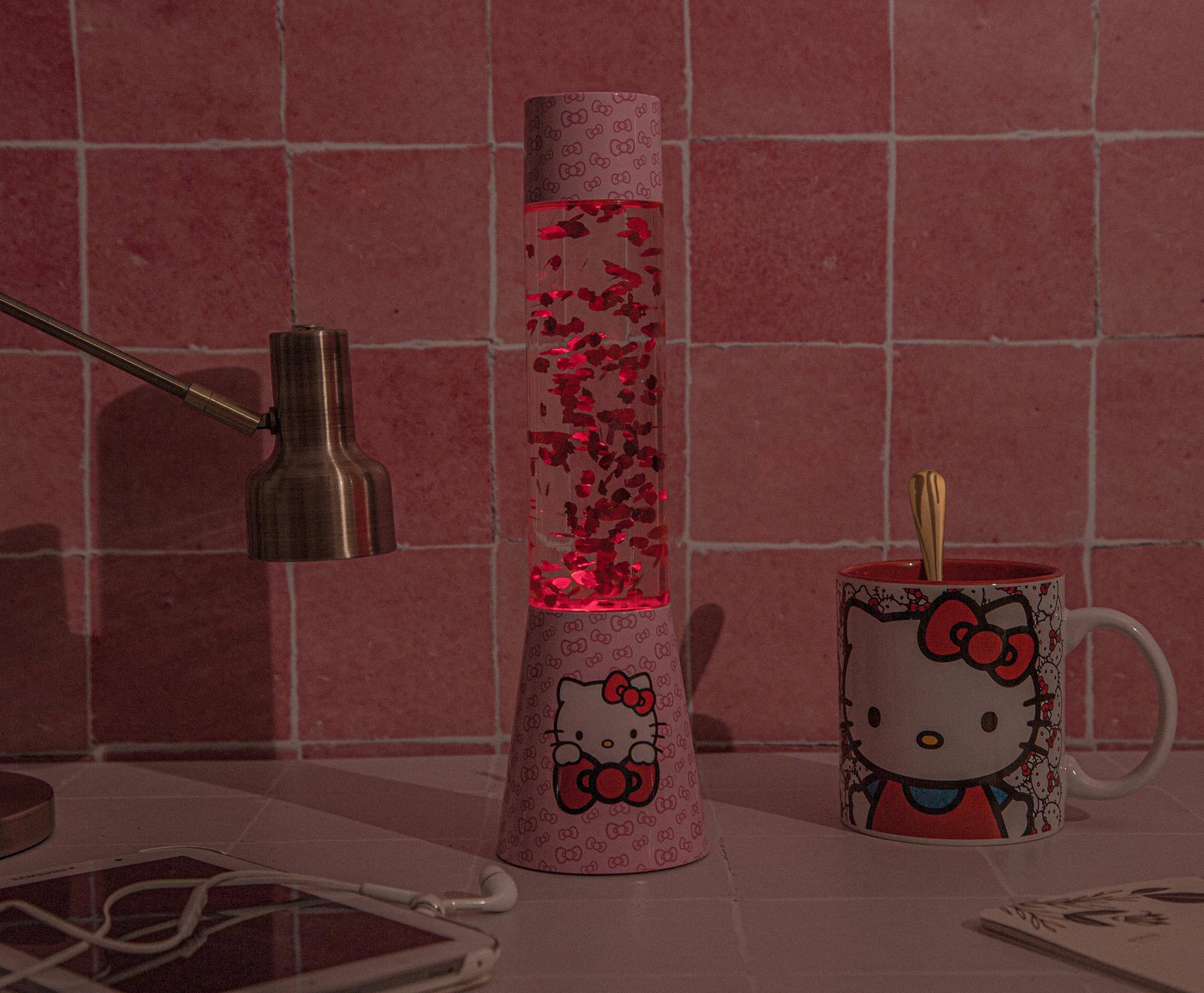 Alt View 4. Ukonic - Sanrio Hello Kitty Glitter Motion Mood Light | 12 Inches Tall - White/Red.
