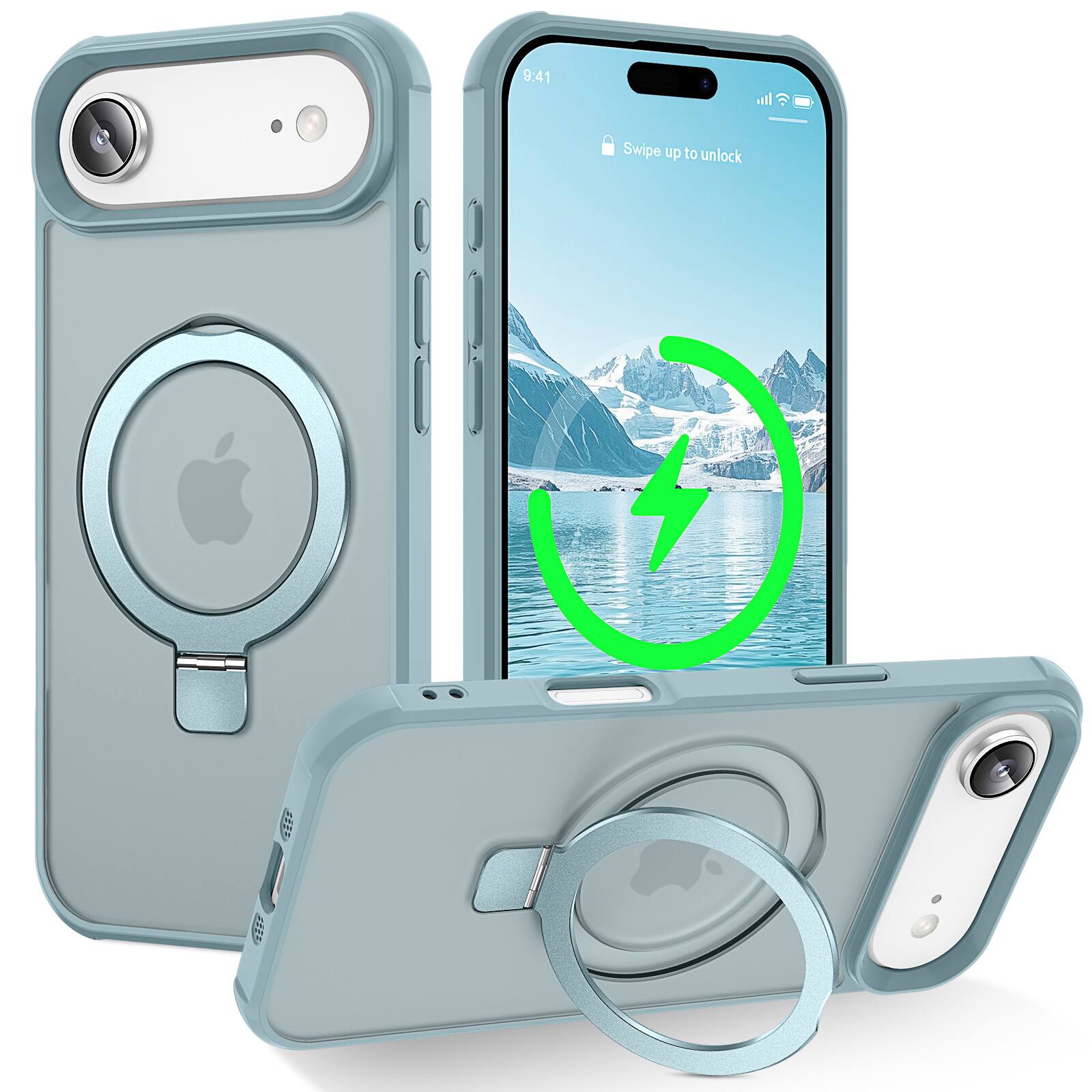 Dteck - for Apple iPhone Air Slim Translucent Matte Case with Magnetic Invisible Stand ,Compatible with Mag Safe - Blue