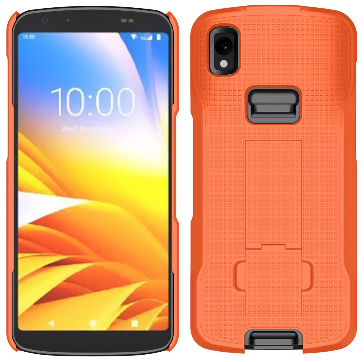 Alt View 2. Nakedcellphone - Hard Case with Stand for Zebra TC22 / TC27 Mobile Computer Scanner - Orange.