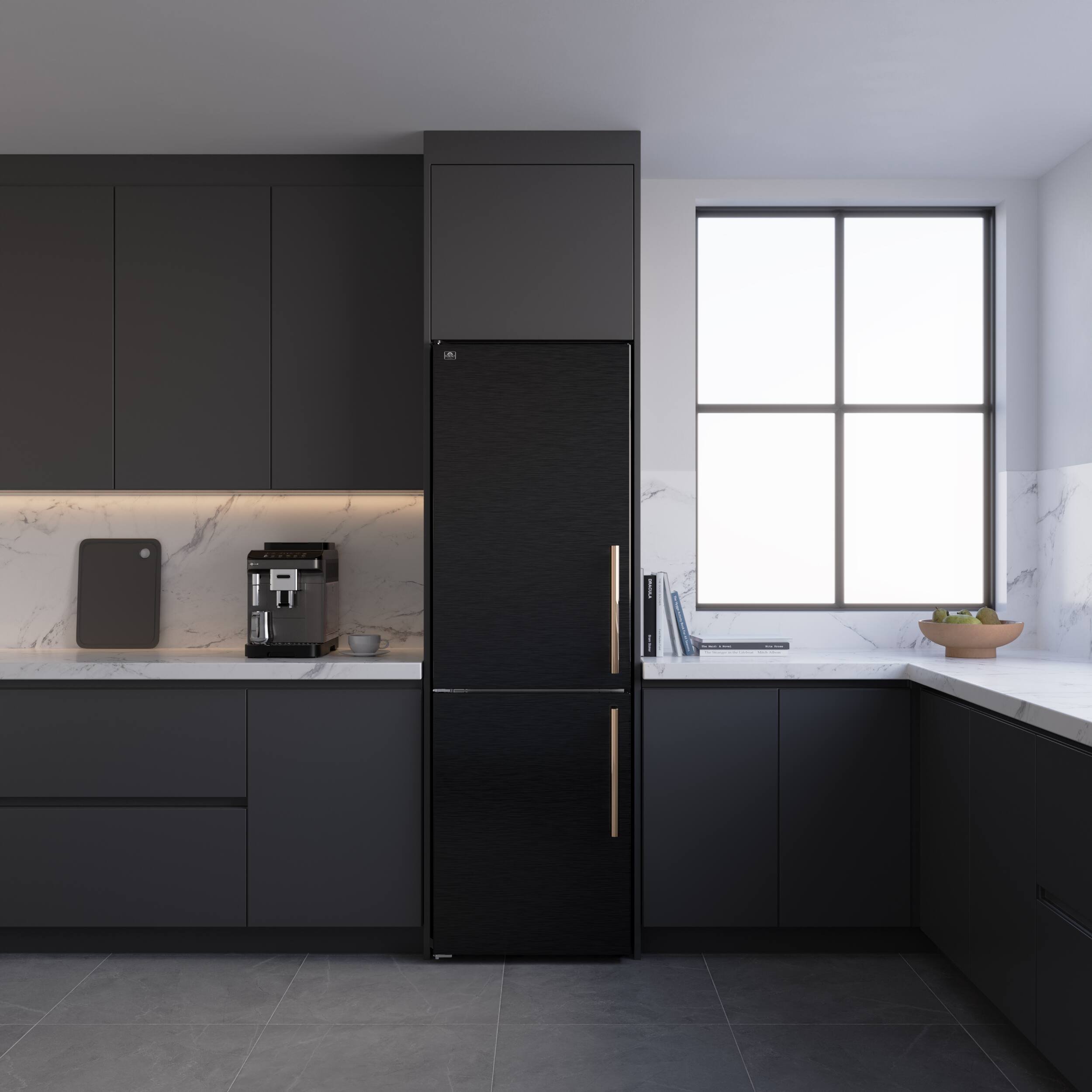 Alt View 10. Forno Appliances - Custodia 10.3 Cu. Ft. 24" Counter-Depth Bottom Freezer Refrigerator with Left-Hinge Door and Total No Frost - Black - Black.