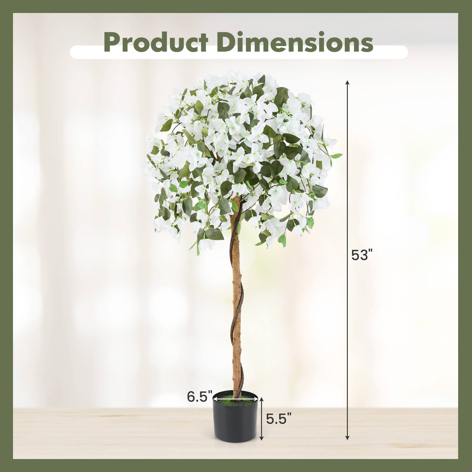 Product Dimensions  
53" (Height)  
6.5" (Diameter)  
5.5" (Depth)