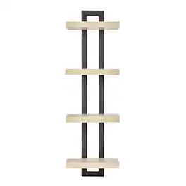 Danya B - 4-Tier Ladder Bracket Wall Shelves - Black Metal and Finish - White Birch