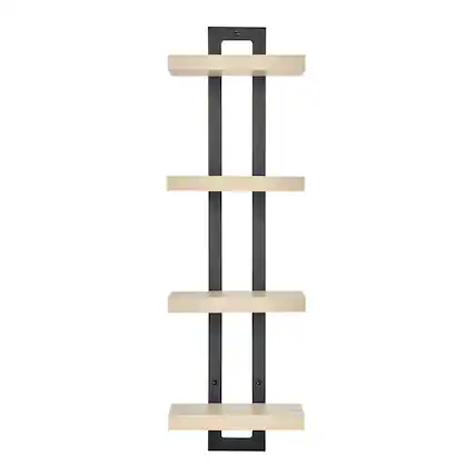 Front. Danya B - 4-Tier Ladder Bracket Wall Shelves - Black Metal and White Birch Finish - White Birch.