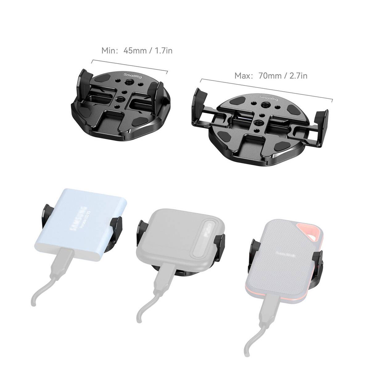Min: 45mm / 1.7in  
Max: 70mm / 2.7in  

Smallrig  
SAMSUNG Portable
