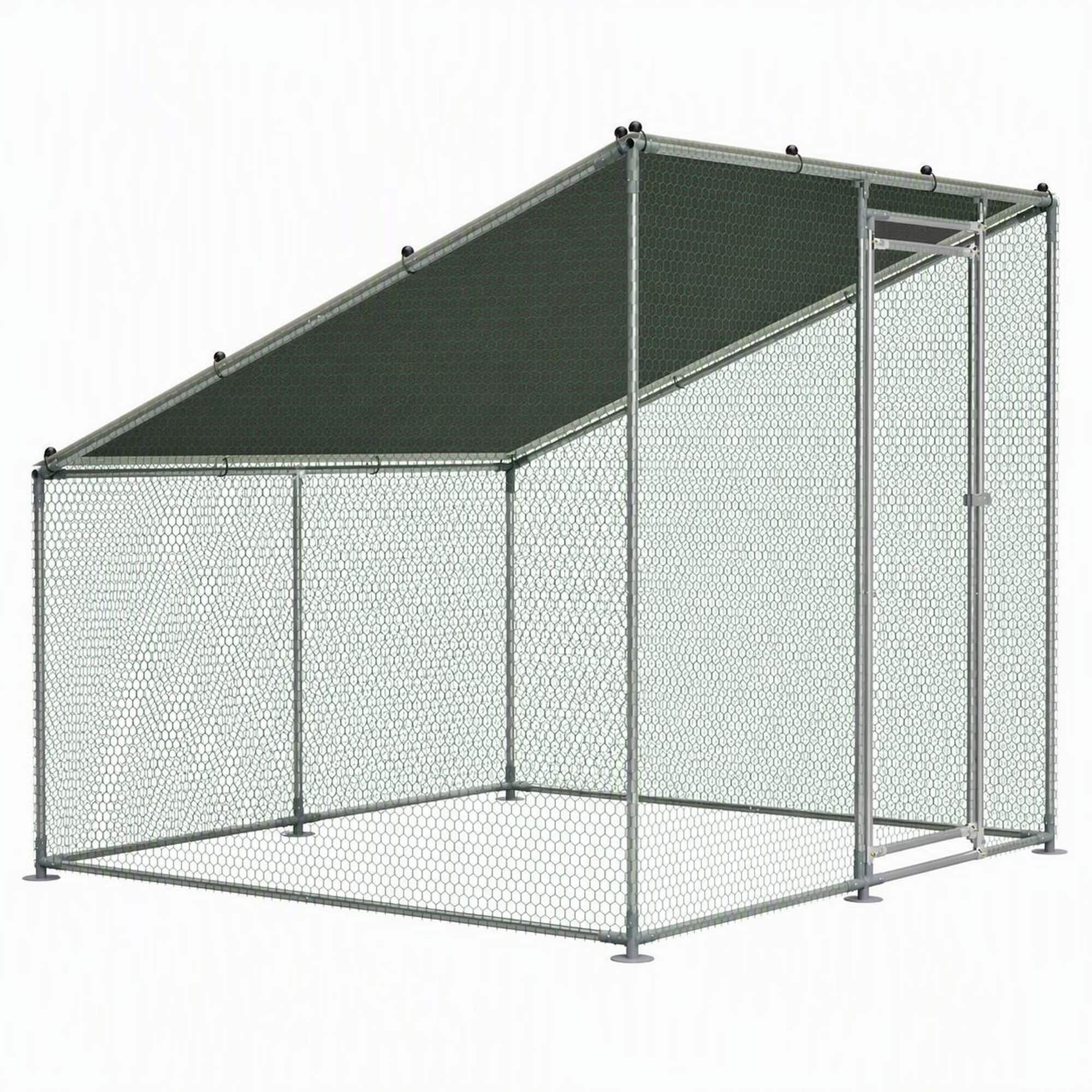 RYHNUYNE - Walk-In Metal Chicken Coop 84x78.7 Inch, Waterproof & Anti-UV Poultry Cage with Slanted Roof